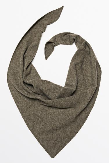 Medium wool cashmere blend knit bandana — DARK KHAKI 2