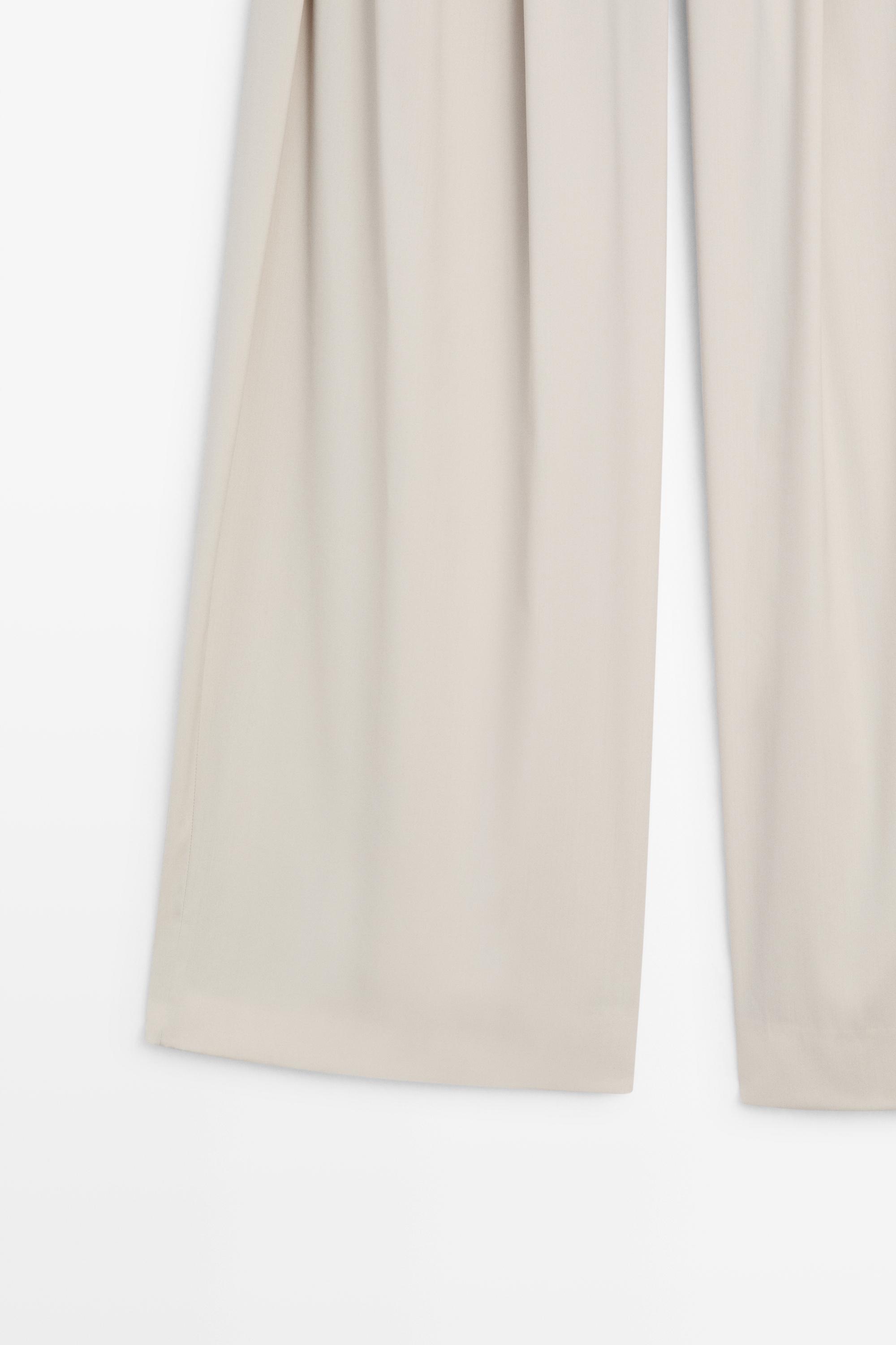Wool blend darted pants with button detail — ICE