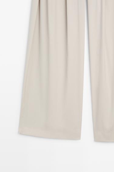 Wool blend pants with dart and button detail — ICE 7