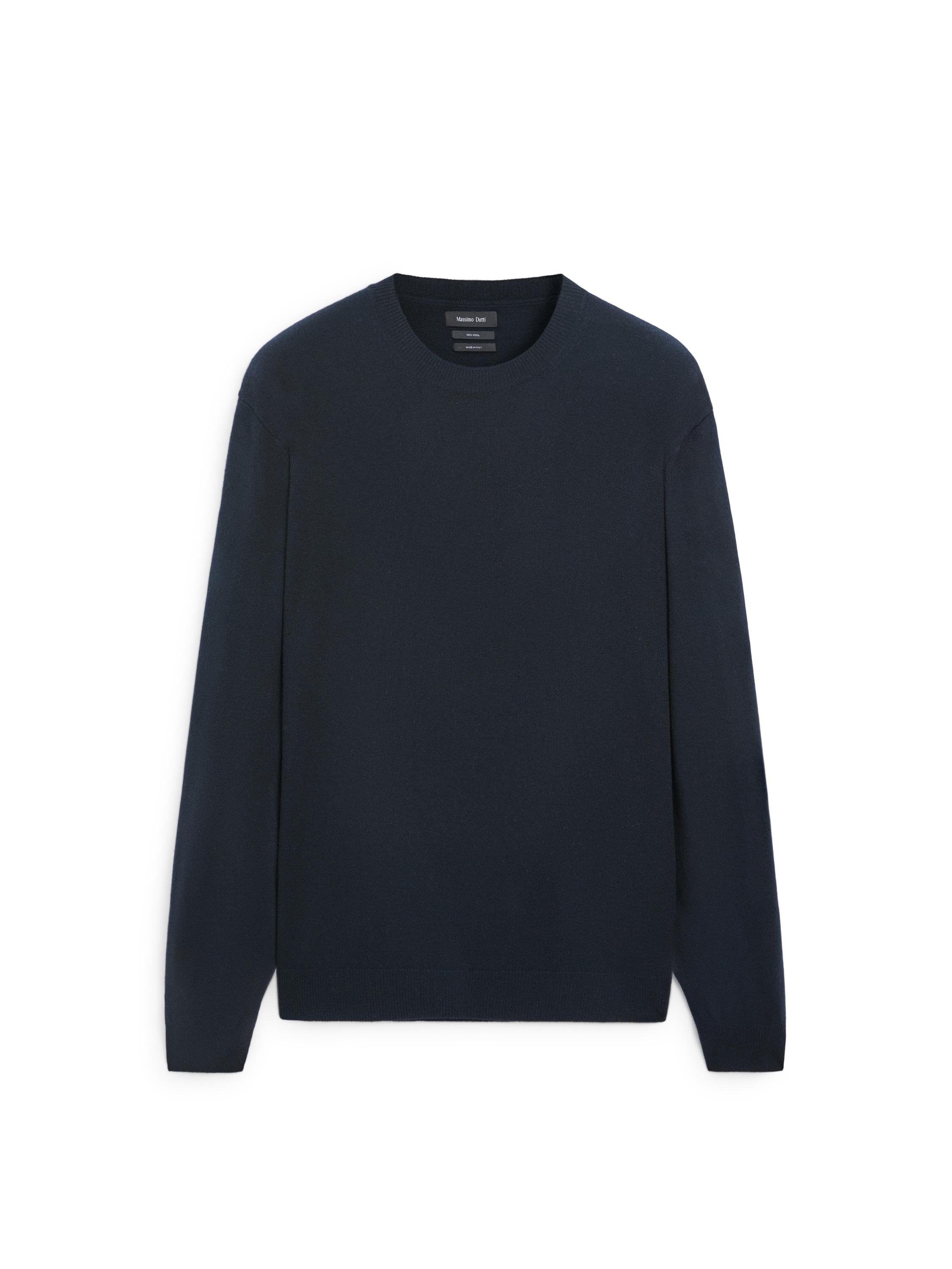 100% wool knit sweater — NAVY BLUE