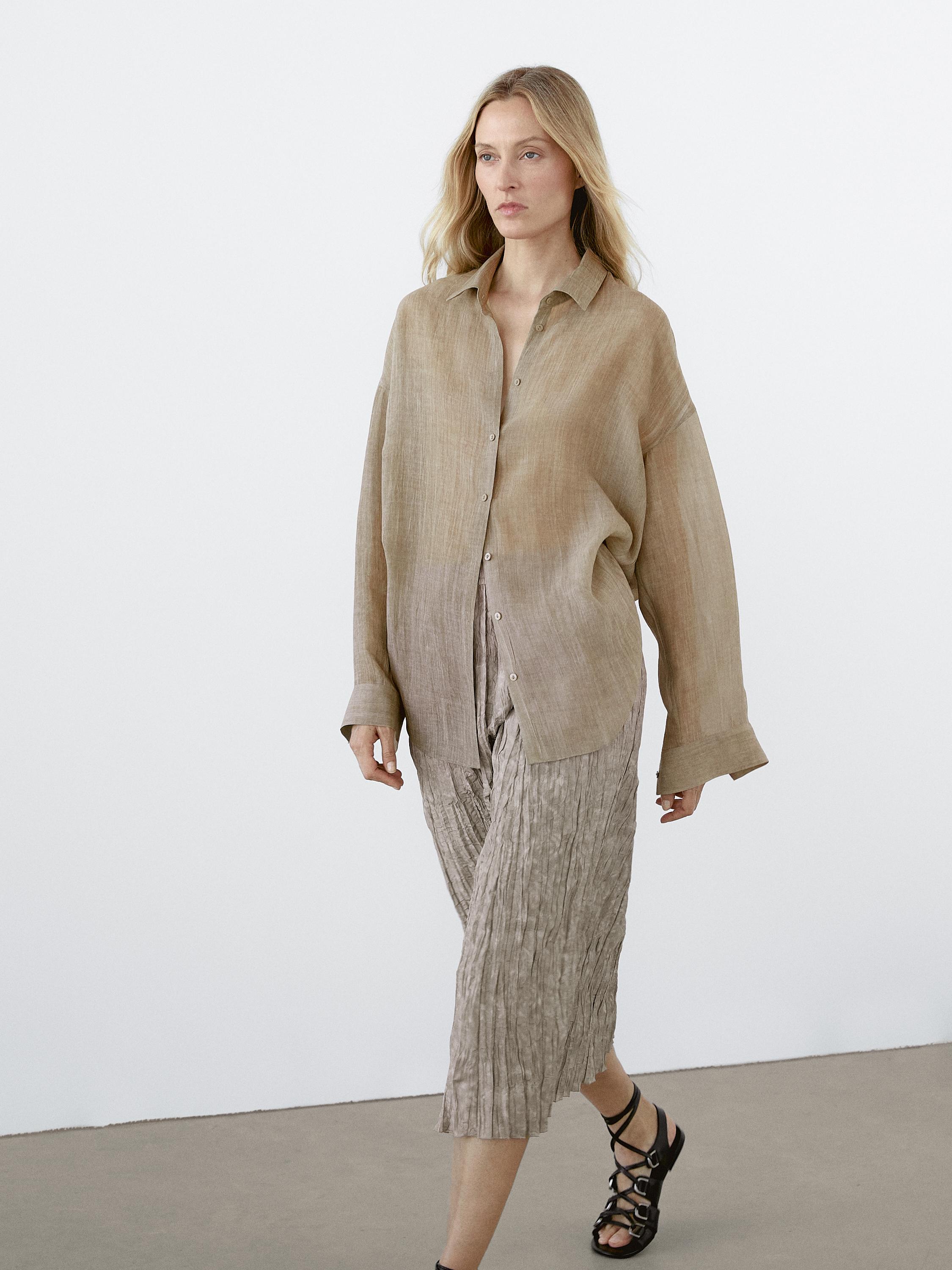Flowing maltinto ramie blend shirt