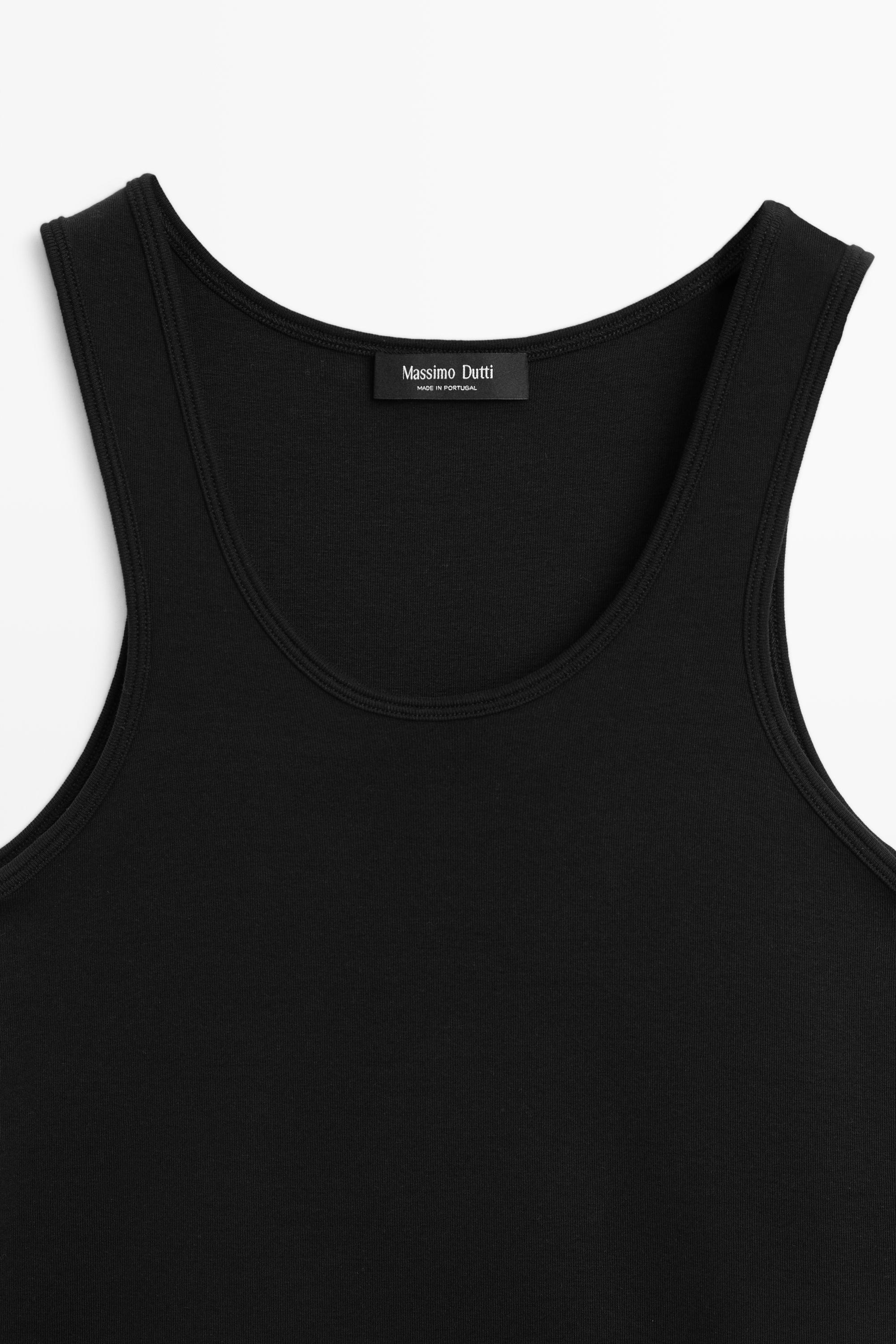 Cotton blend crew neck T-shirt — BLACK