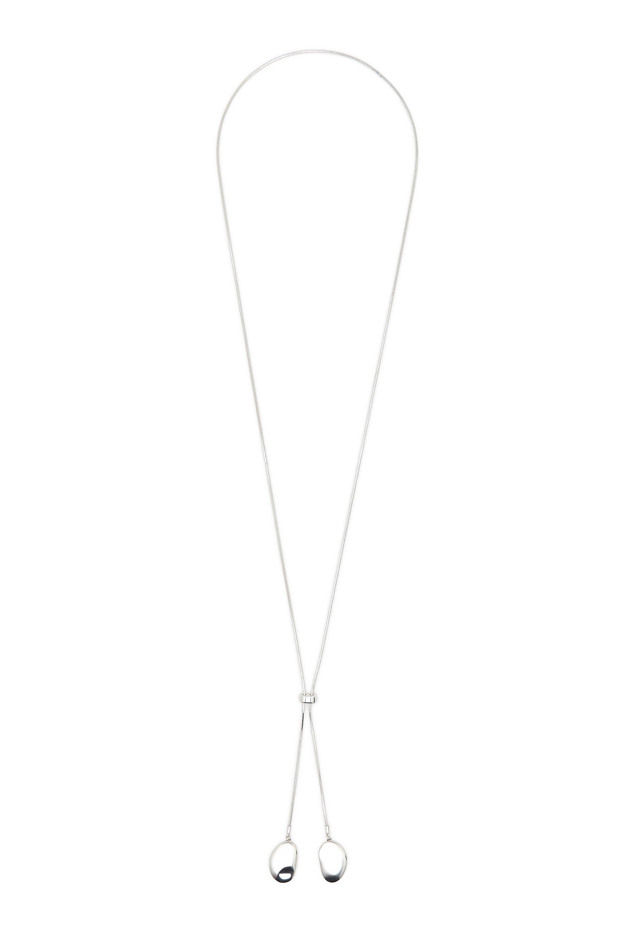 Lariat necklace with metal pieces — SILVER