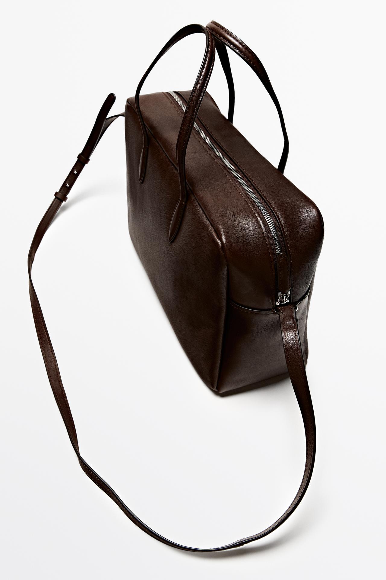 Medium duffle bag in nappa leather — BROWN
