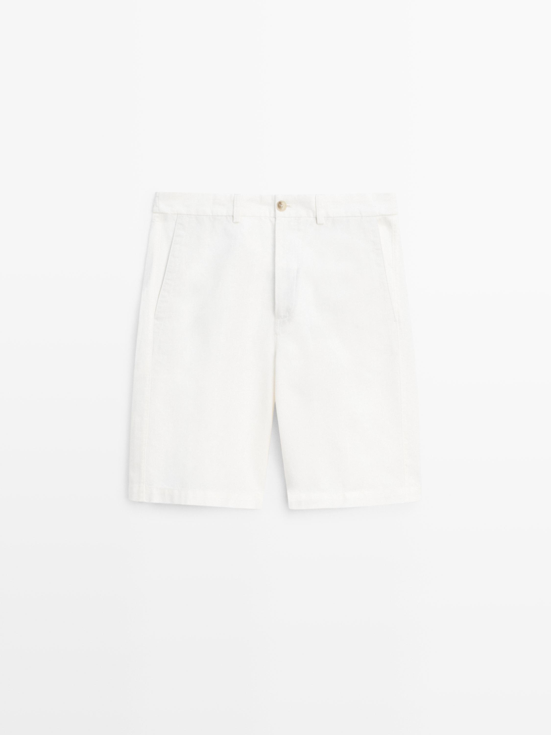 Linen blend Bermuda shorts — WHITE