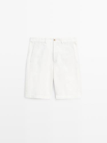 Linen blend Bermuda shorts — WHITE 2