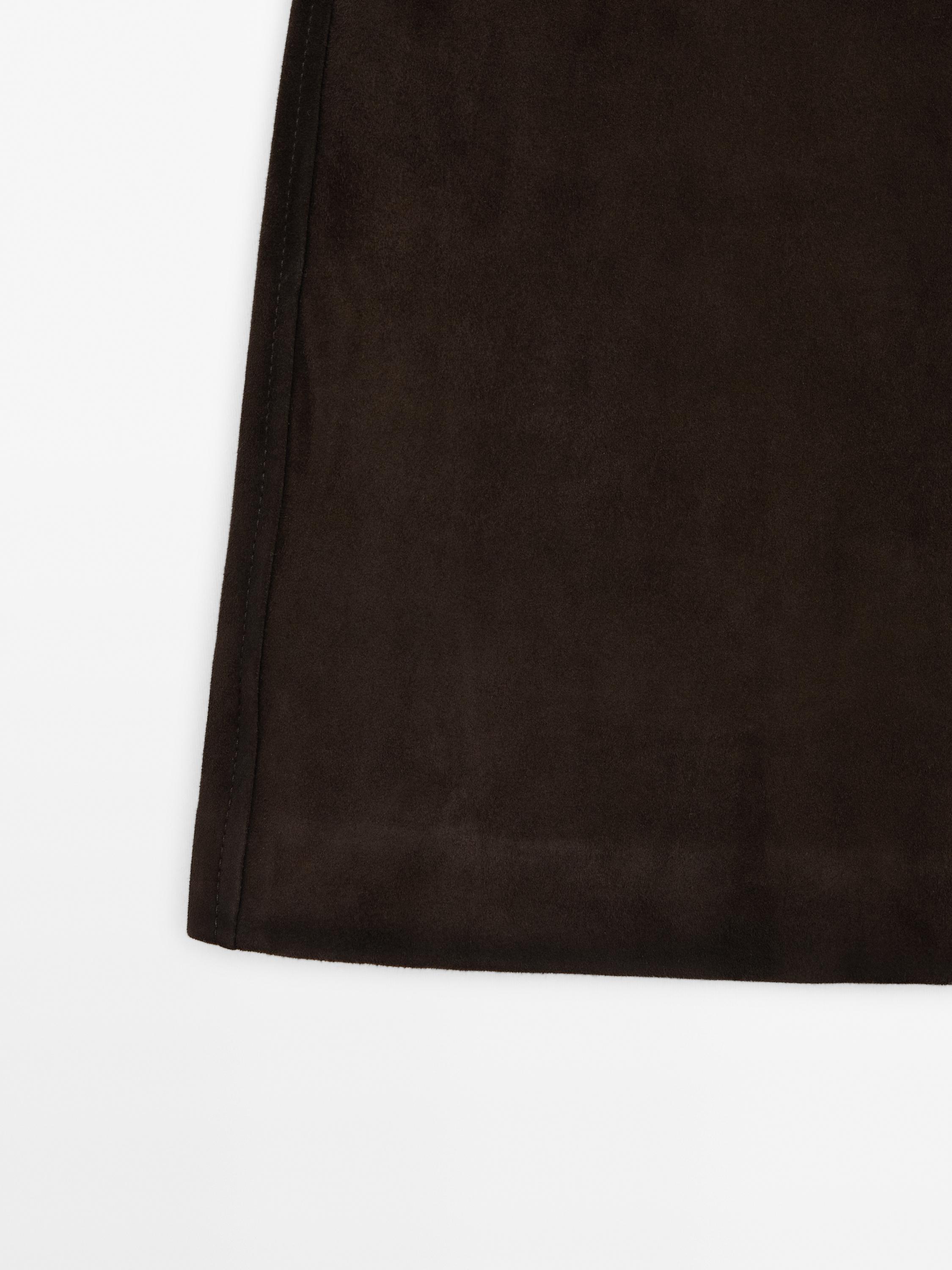 Suede leather mini skirt