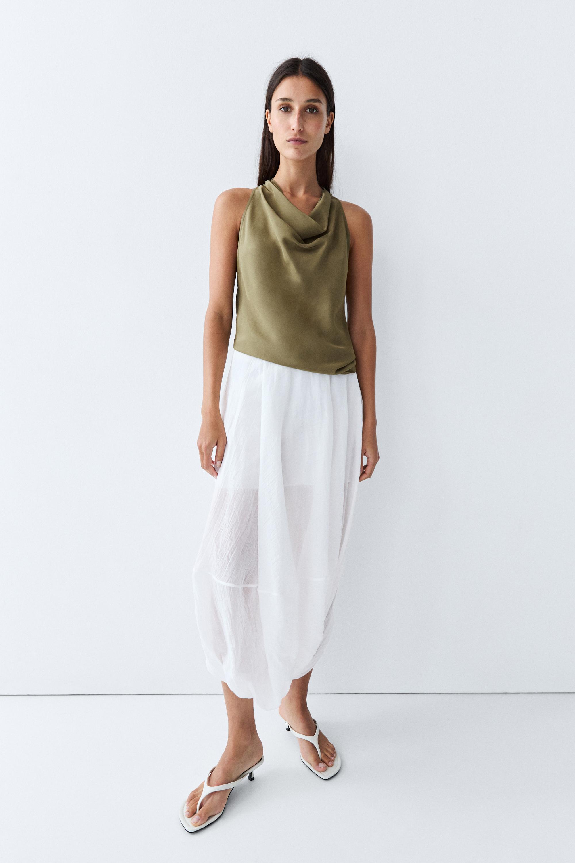 Draped halter top — GREEN