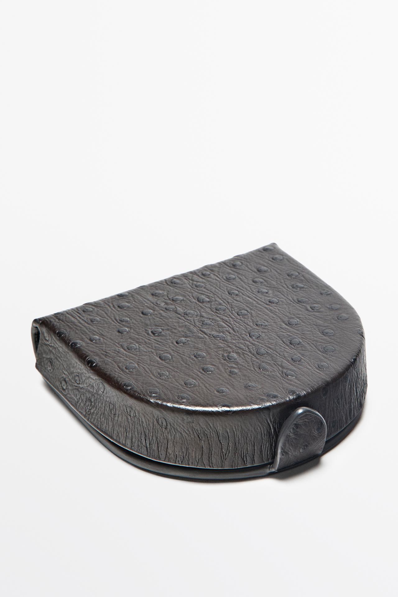 Textured compact nappa leather purse — BROWN