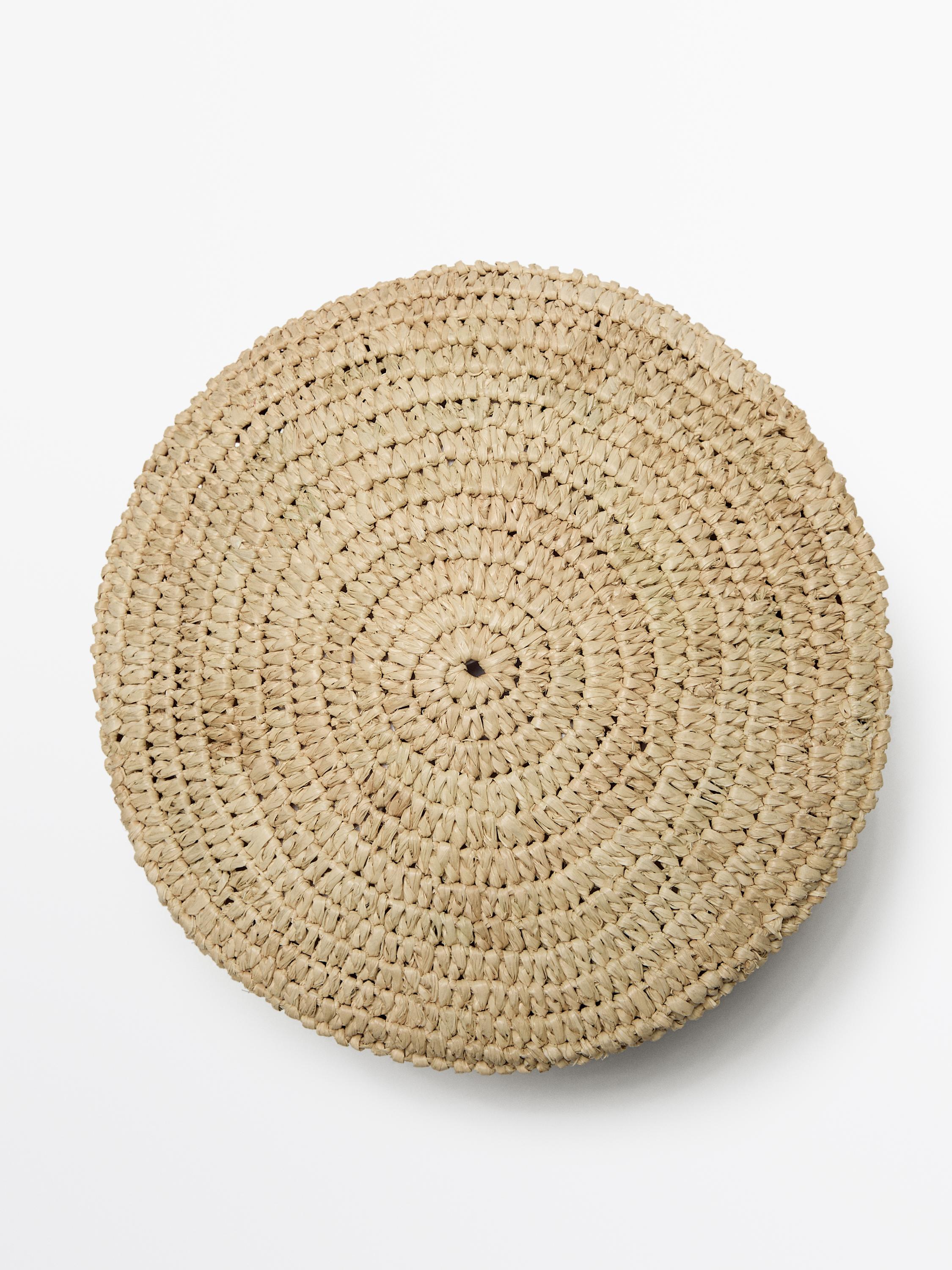 100% raffia skullcap hat