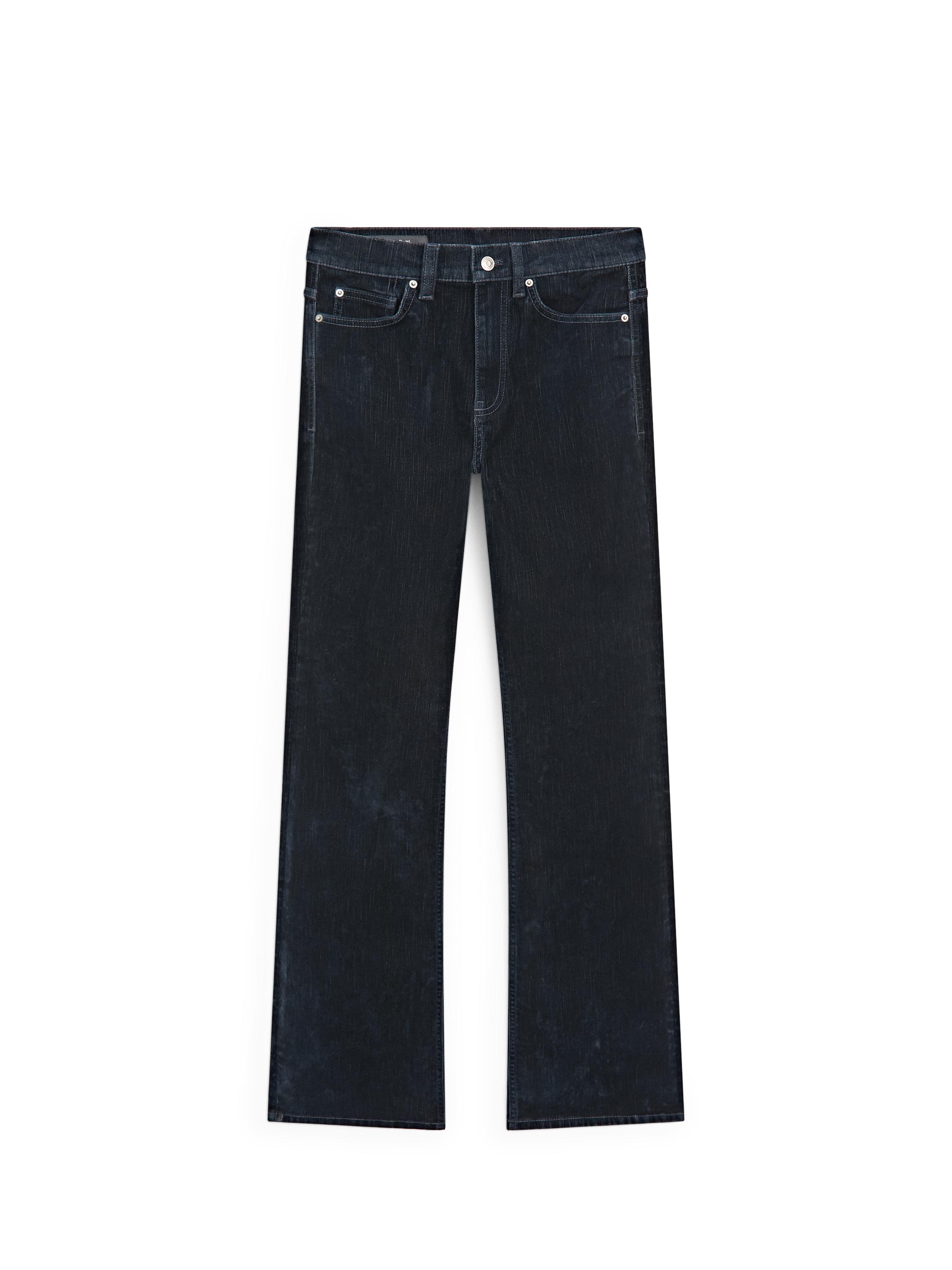 High-waist boot-cut flocked jeans — Misty blue