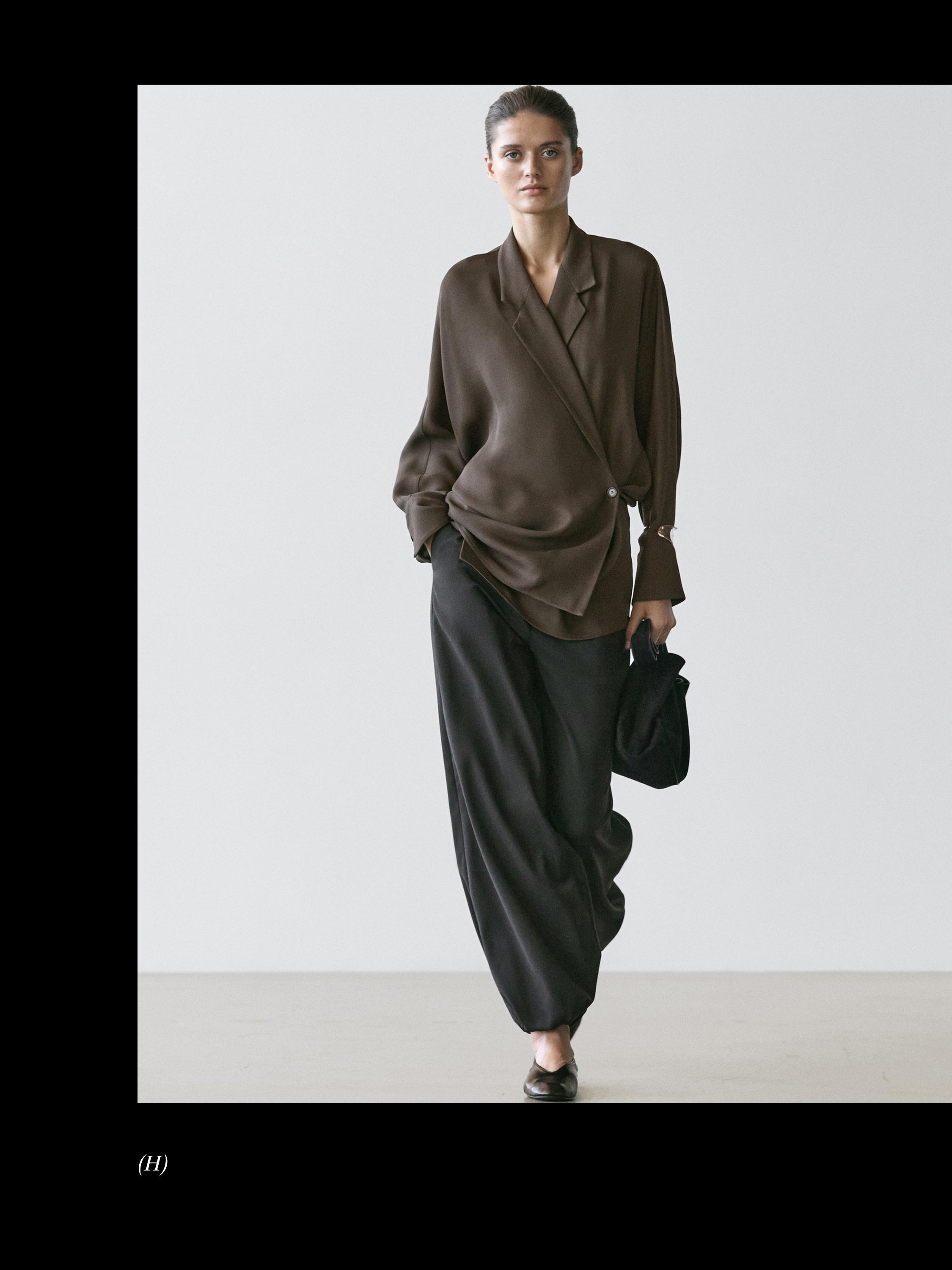 Flowing double-breasted overshirt — Greyish green