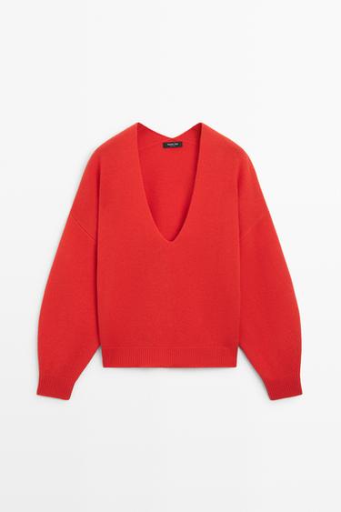 Oversize wool-blend knit sweater — RED 2