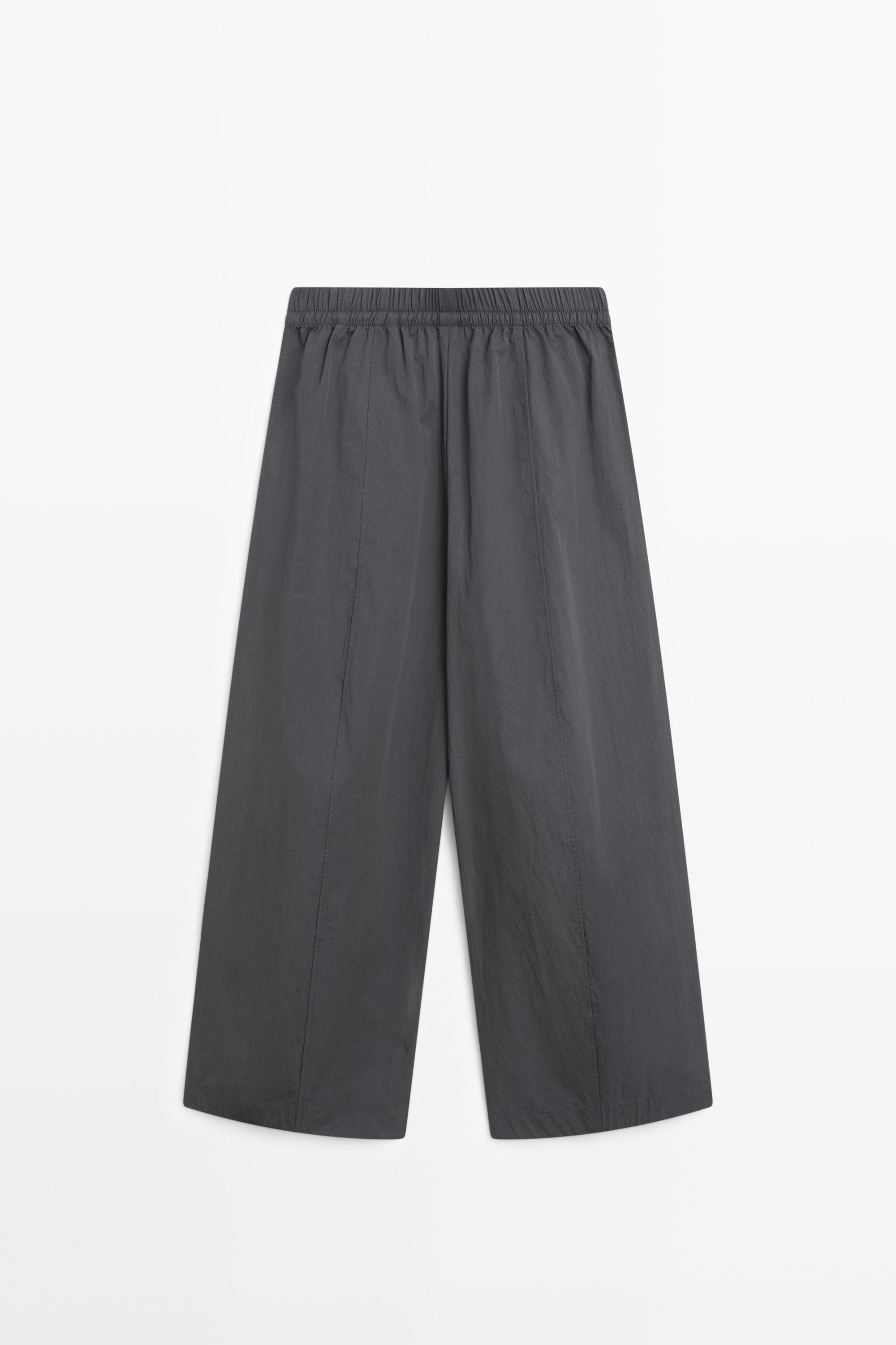 Cropped technical barrel fit pants — Blue