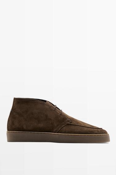 Split suede moc toe bootie — BROWN 1