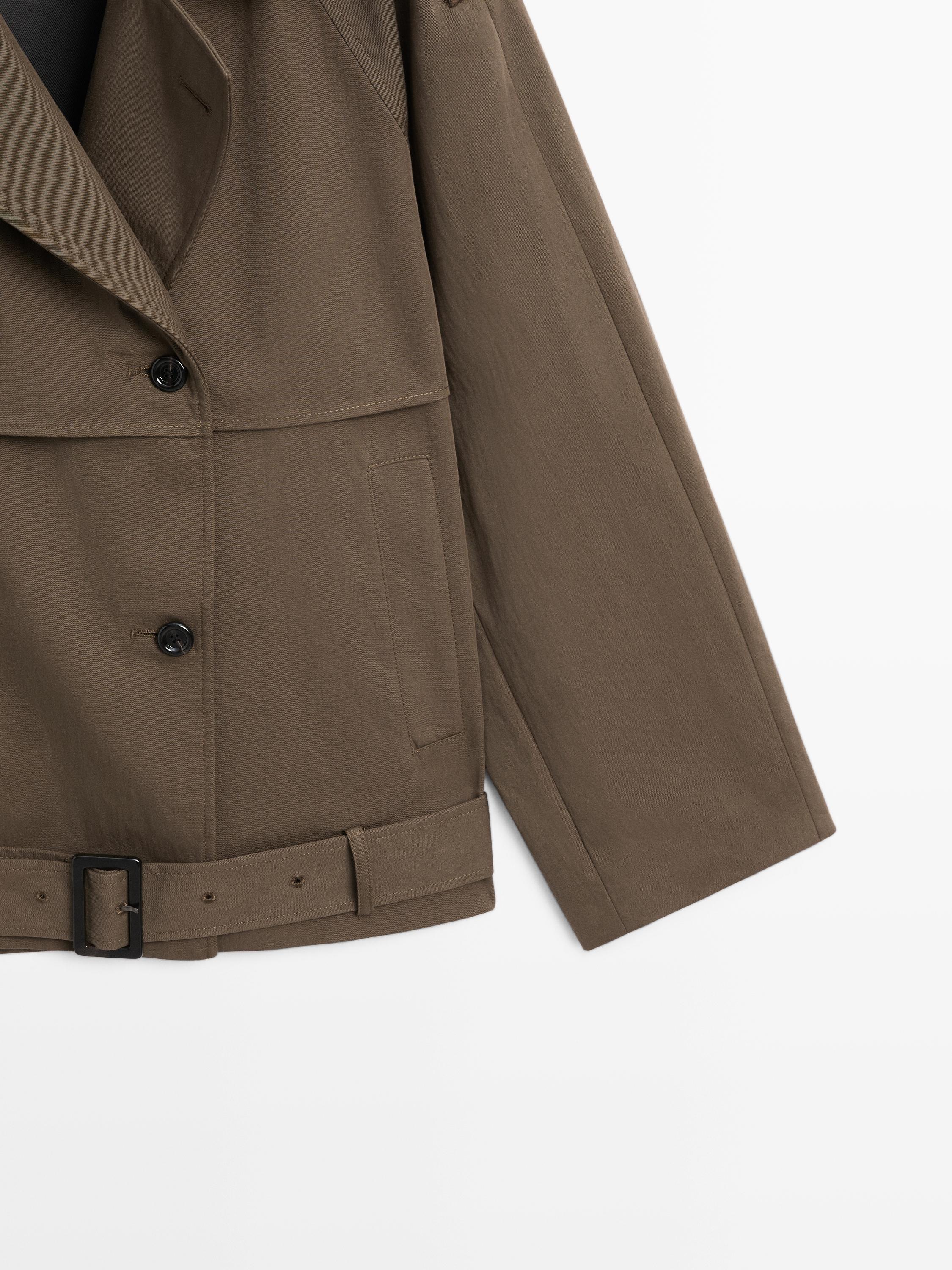 Short trench coat with belt detail
