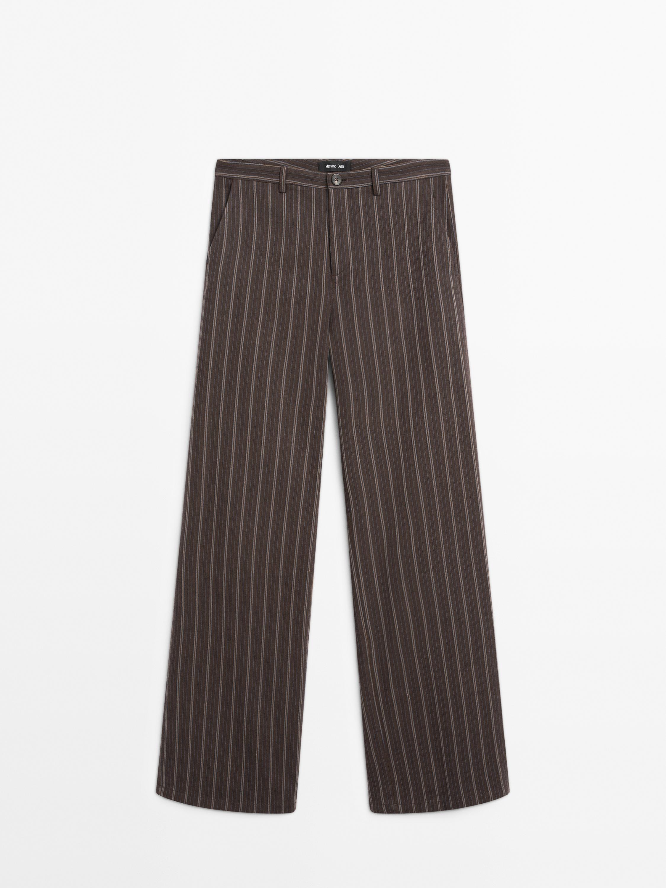Wide-leg-hose mit niedrigem Bund und Streifen