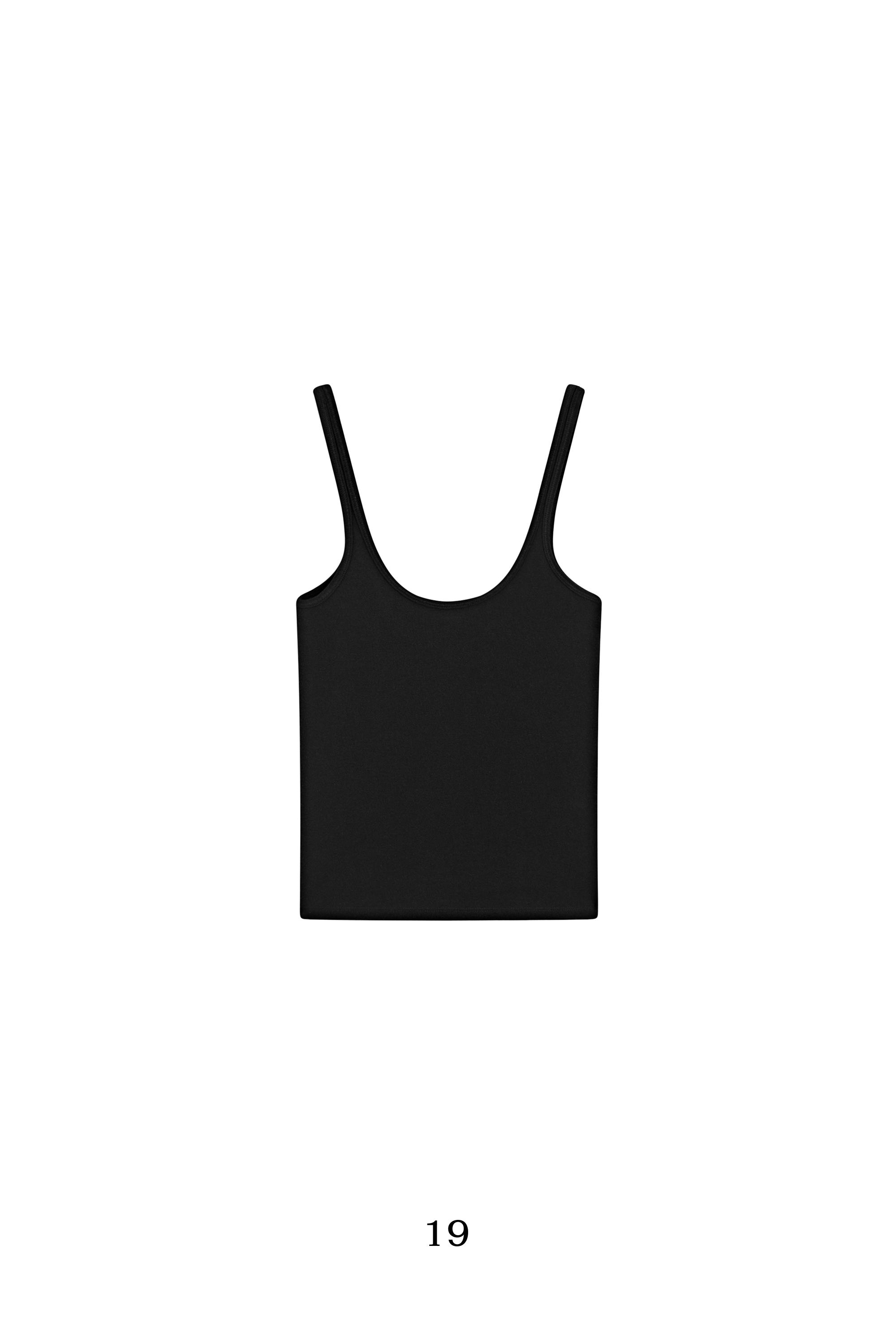 Strappy cotton blend top — BLACK