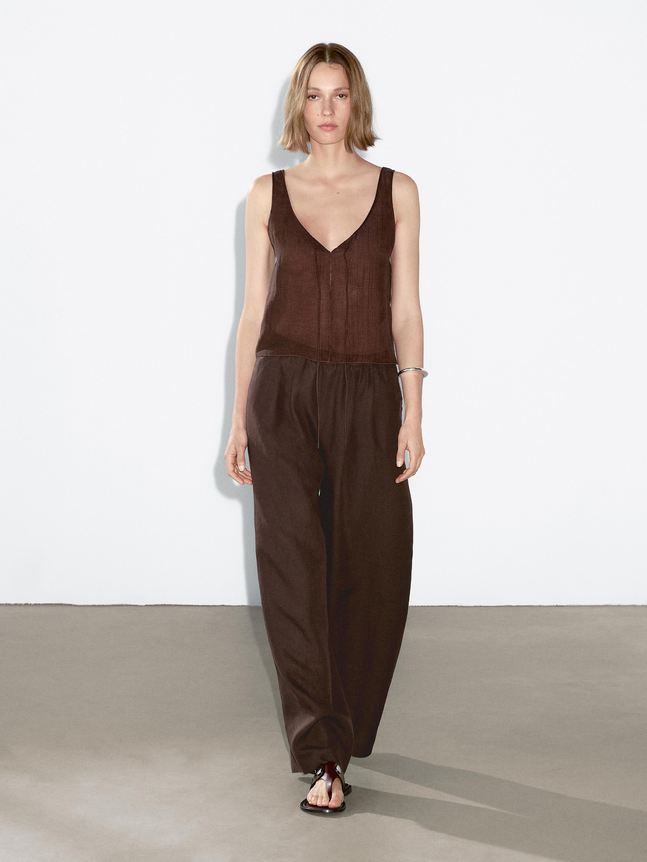 Fluid trousers 100% linen