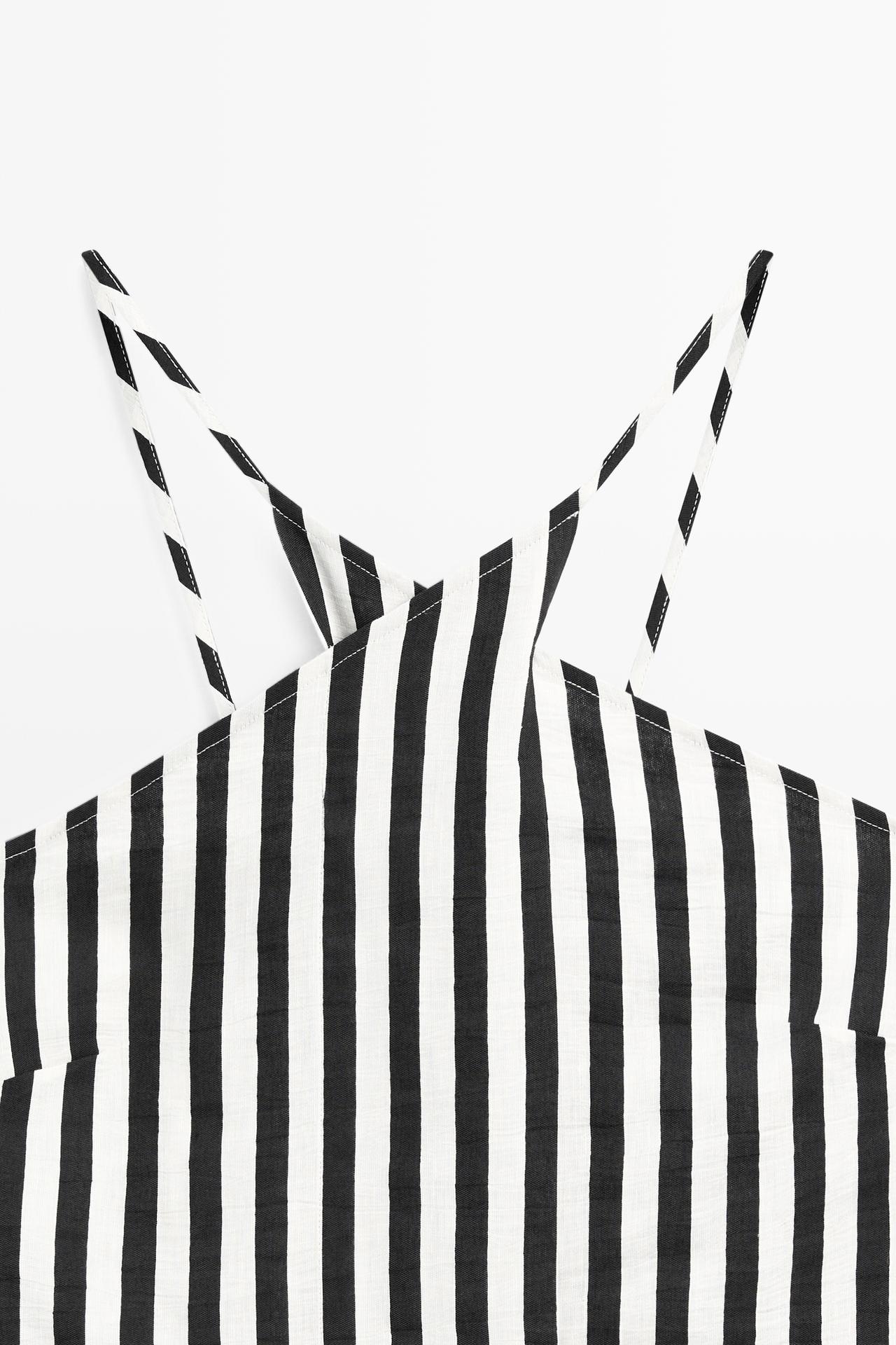 Striped midi dress with crisscross straps — BLACK