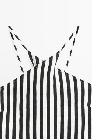 Striped midi dress with crisscross straps — BLACK 9