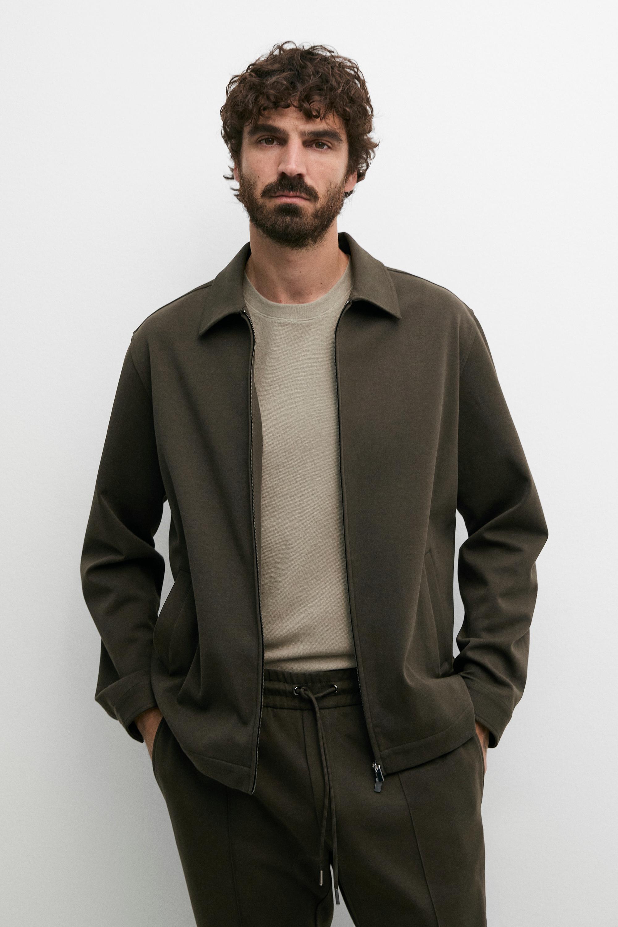 Cotton blend short jacket — DARK KHAKI