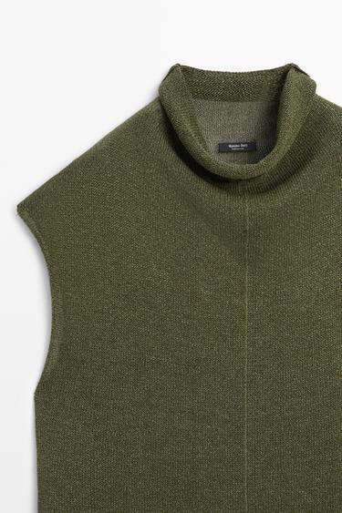 Draped high neck knit top — GREEN 4