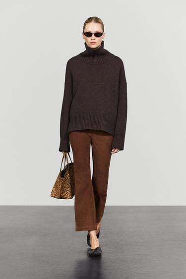100% wool oversize knit sweater — BROWN 1