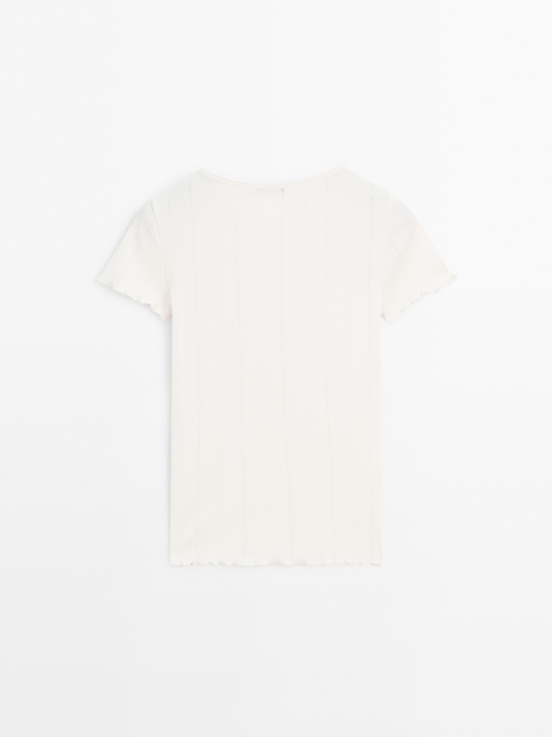 Tricou din bumbac pointelle rib ondulat