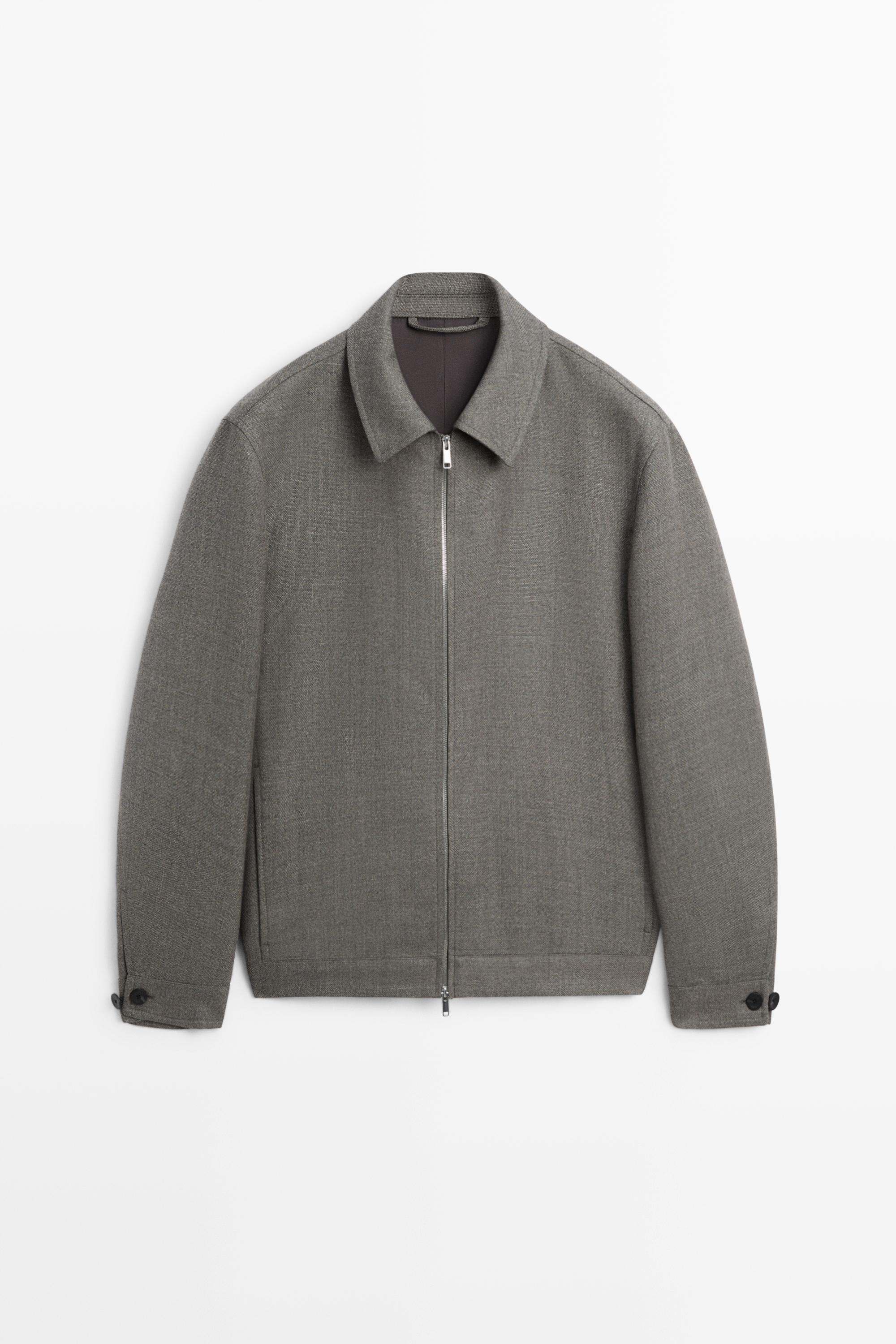 100% wool structured jacket — Greyish green