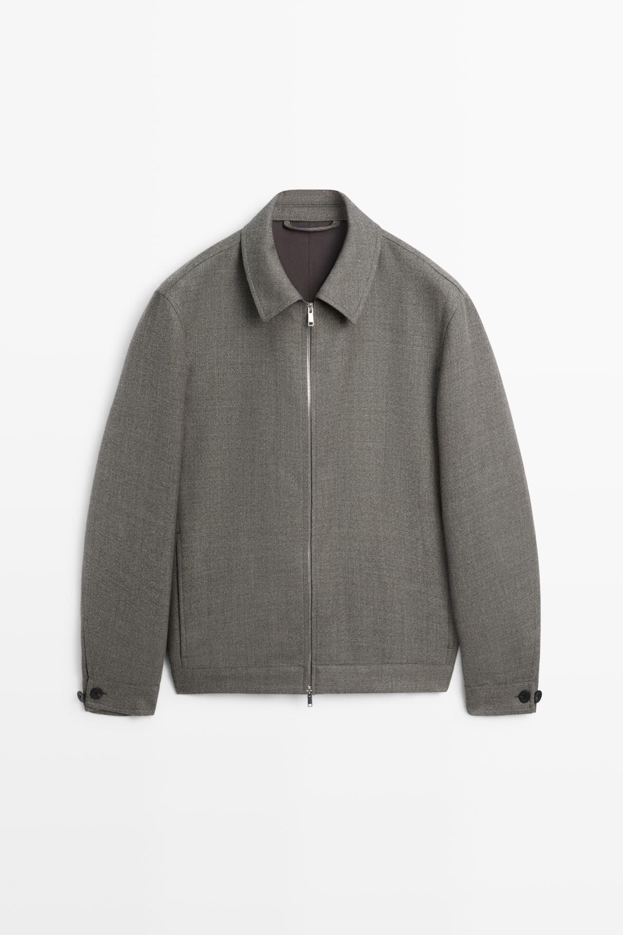 100% wool structured jacket — Greyish green