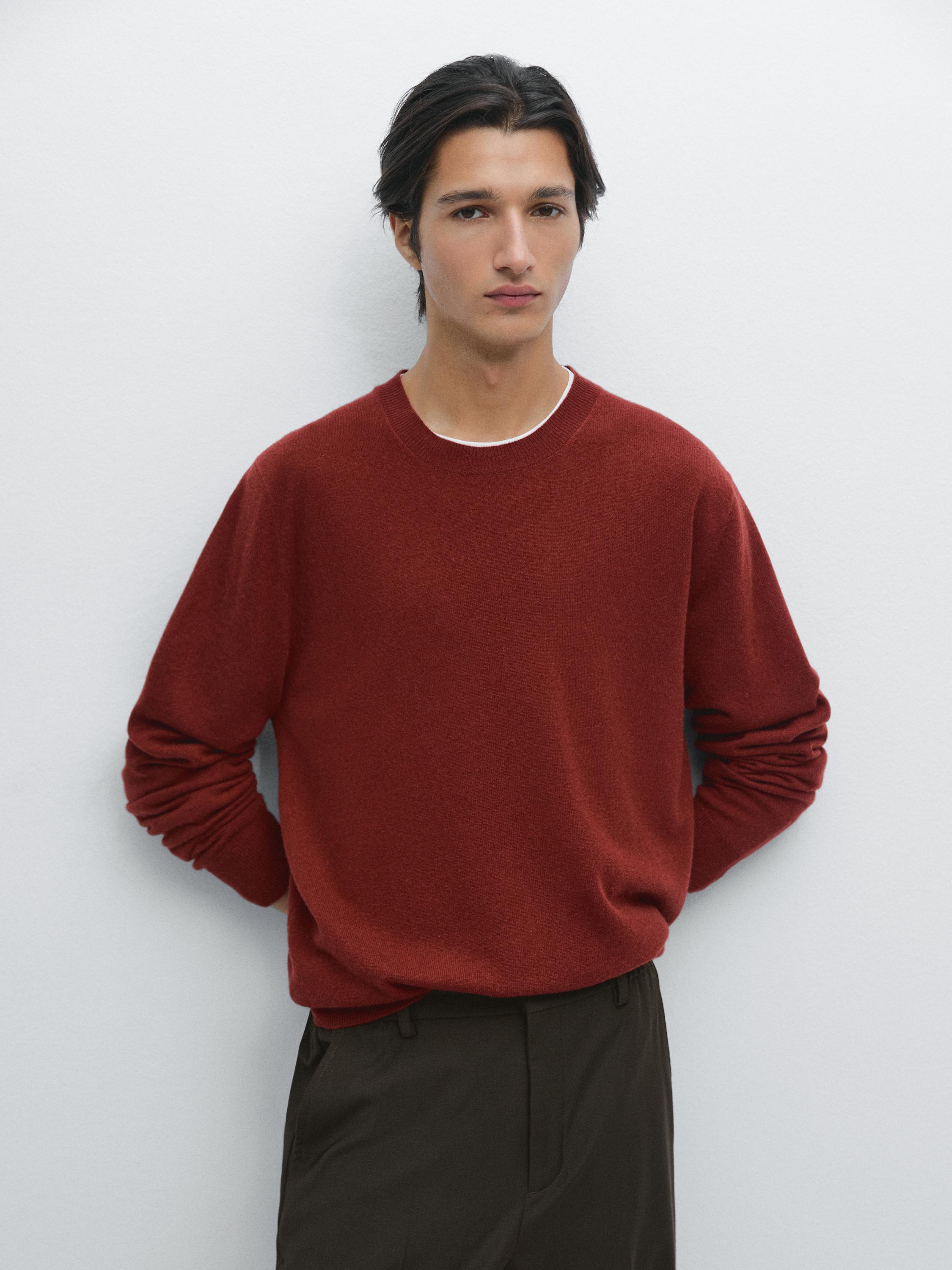 سويتر من الصوف المخلوط بياقة دائرية