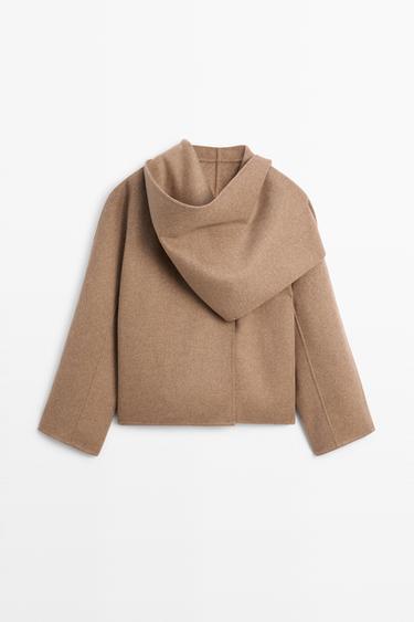 Short coat with scarf detail — MOLE BROWN 2