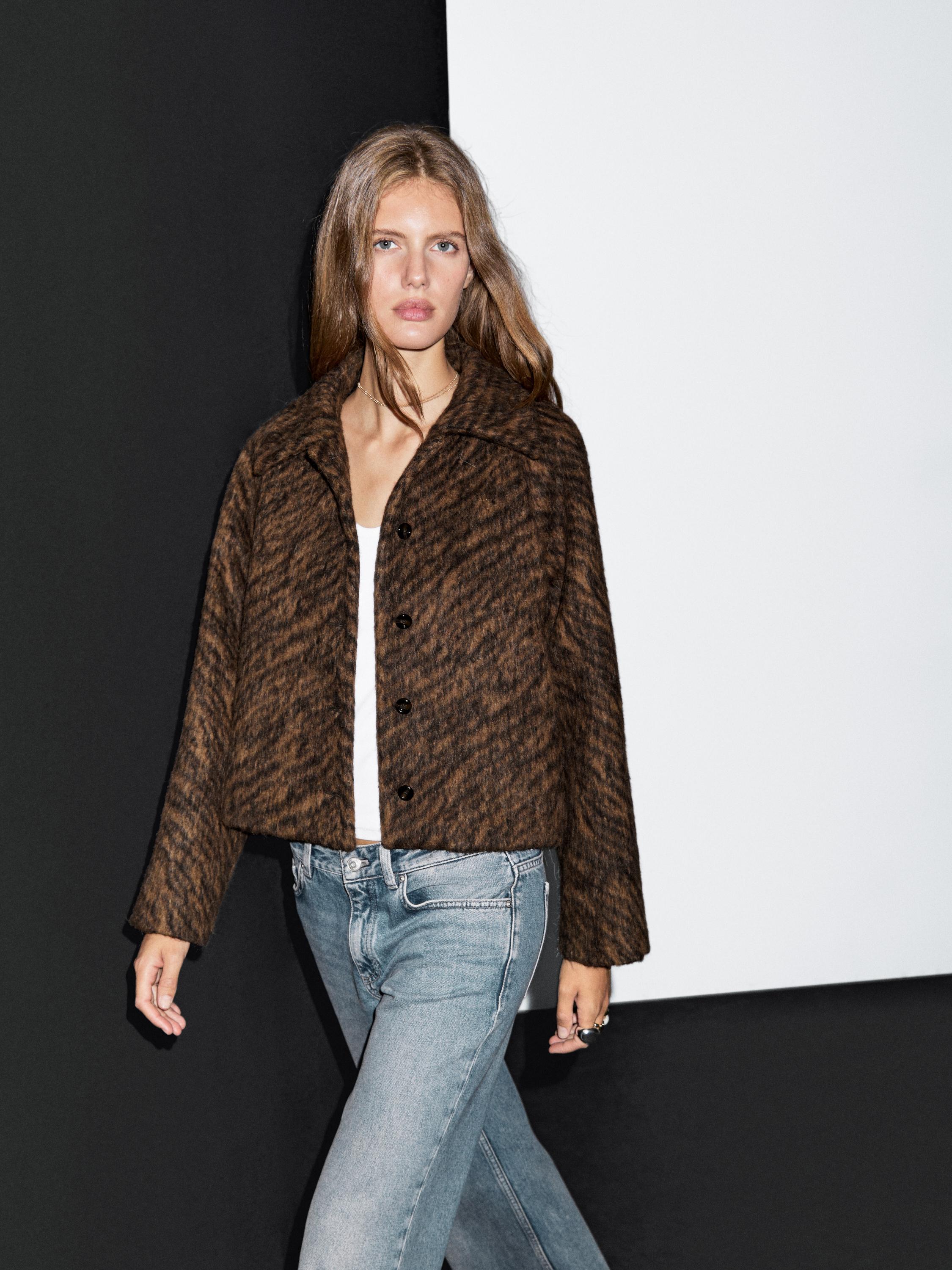 Short animal print coat