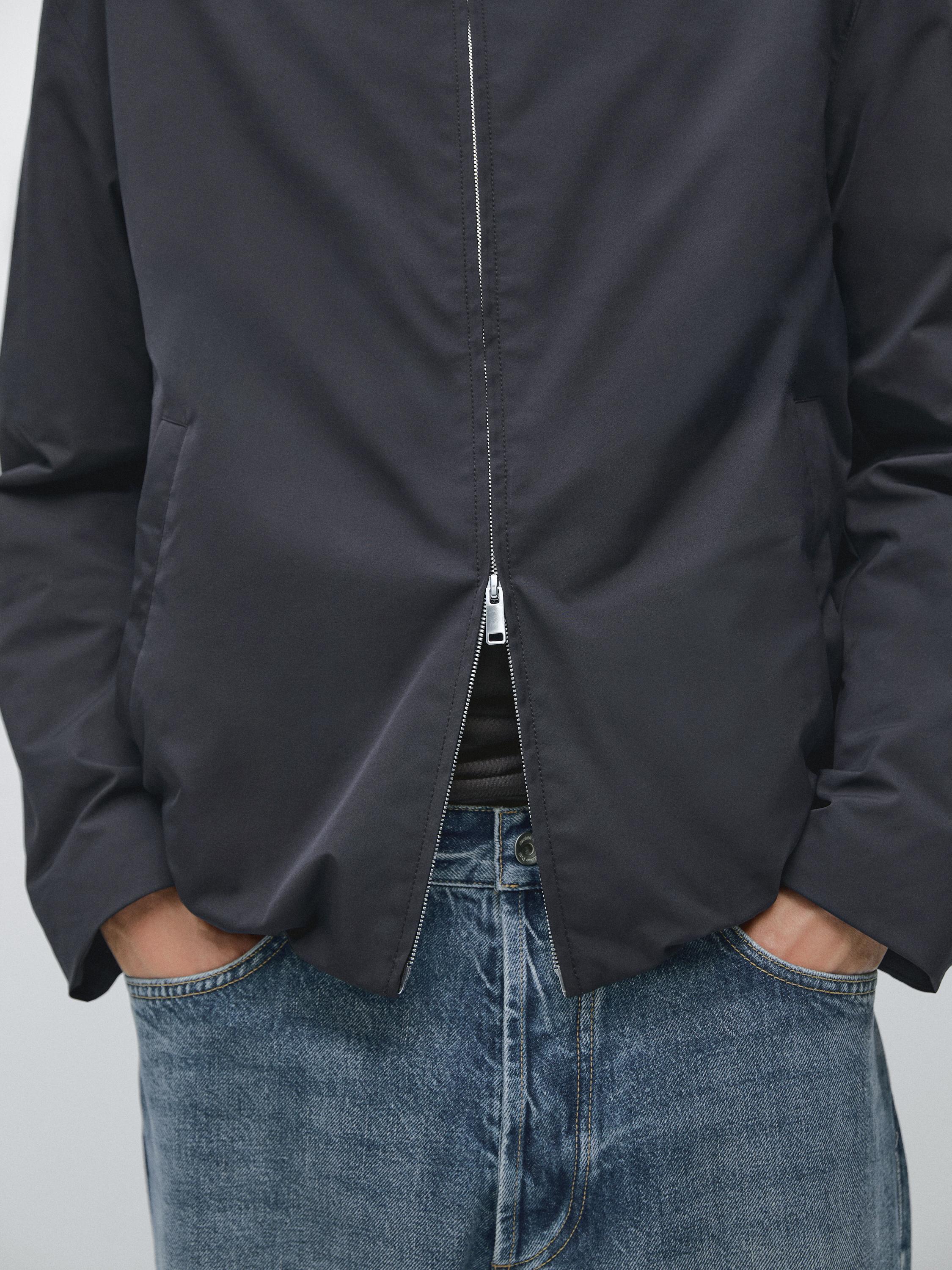 Water-repellent puffer jacket with high neck — DARK NAVY