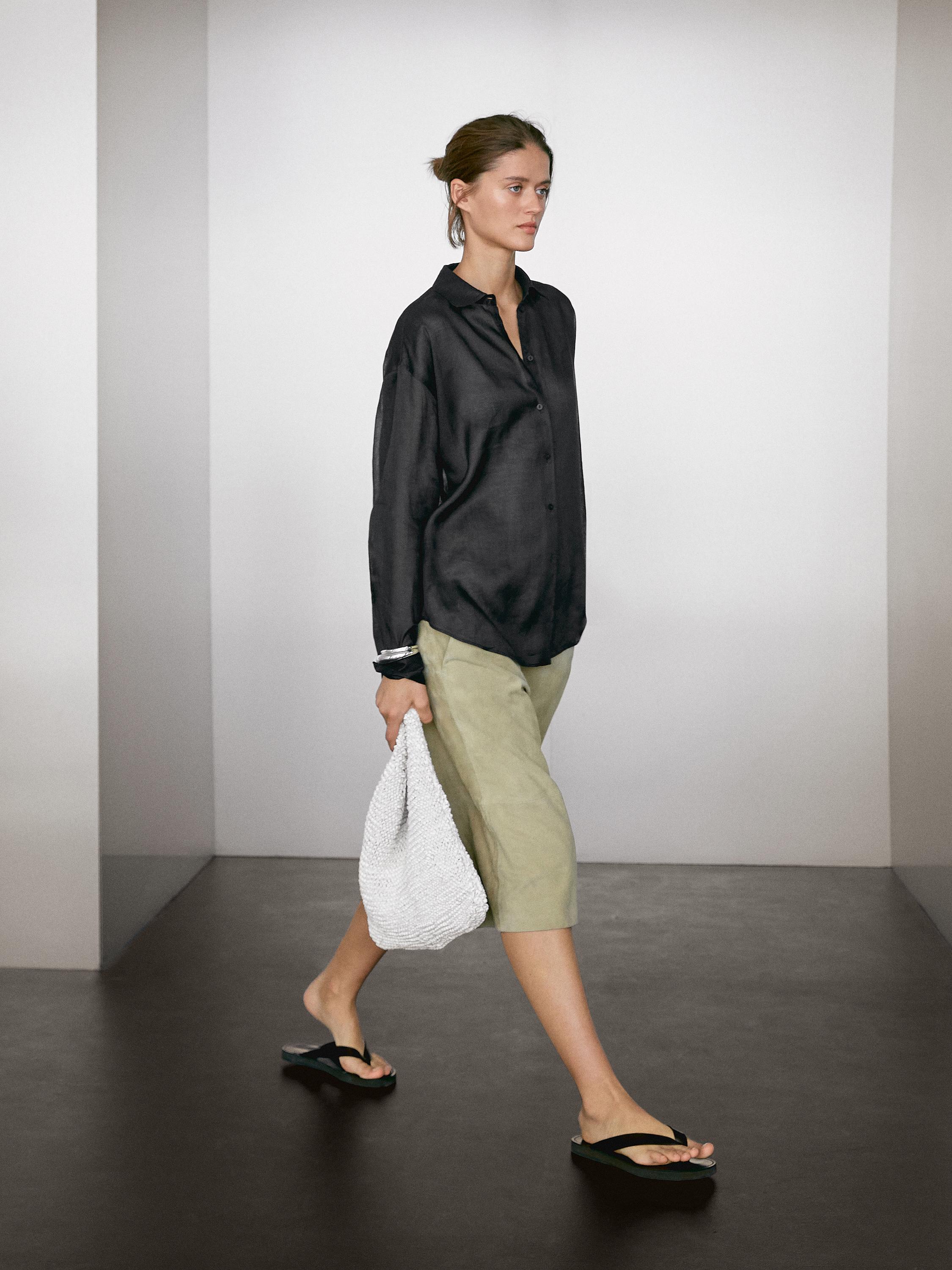 Yengil yarim shaffof 100% ramie matodan koʻylak