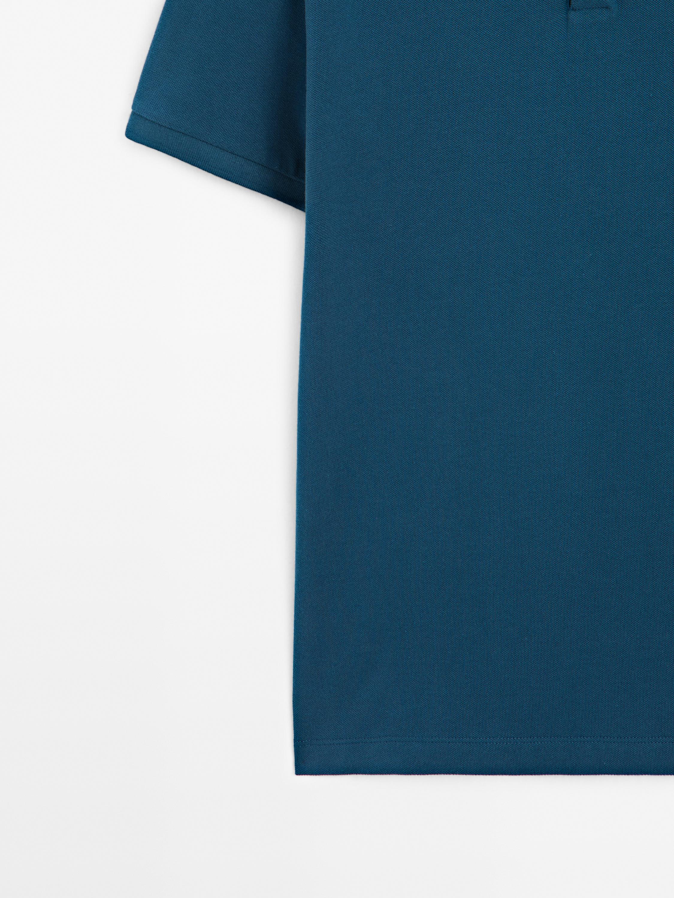 Micro textured piqué cotton polo shirt
