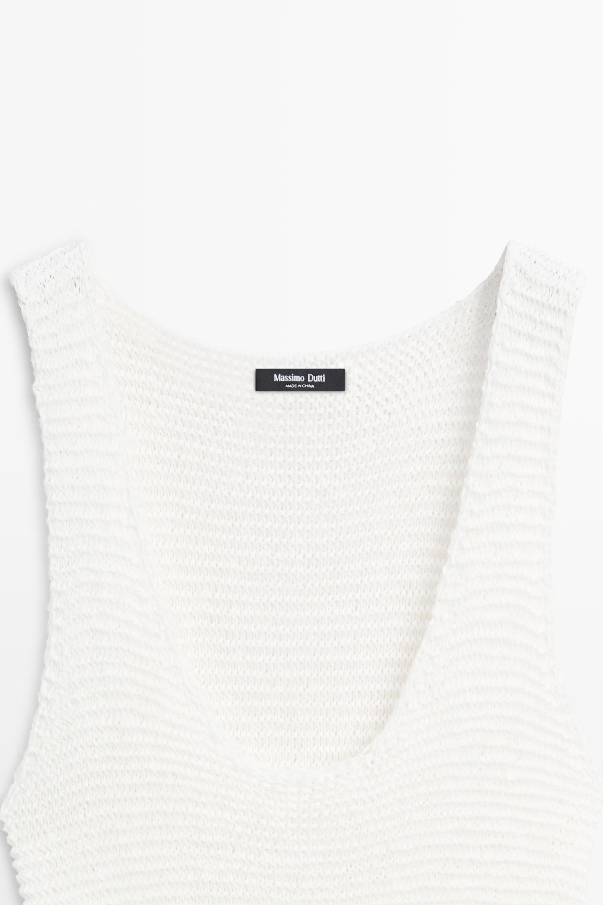 Long matching linen blend dress — PURE WHITE