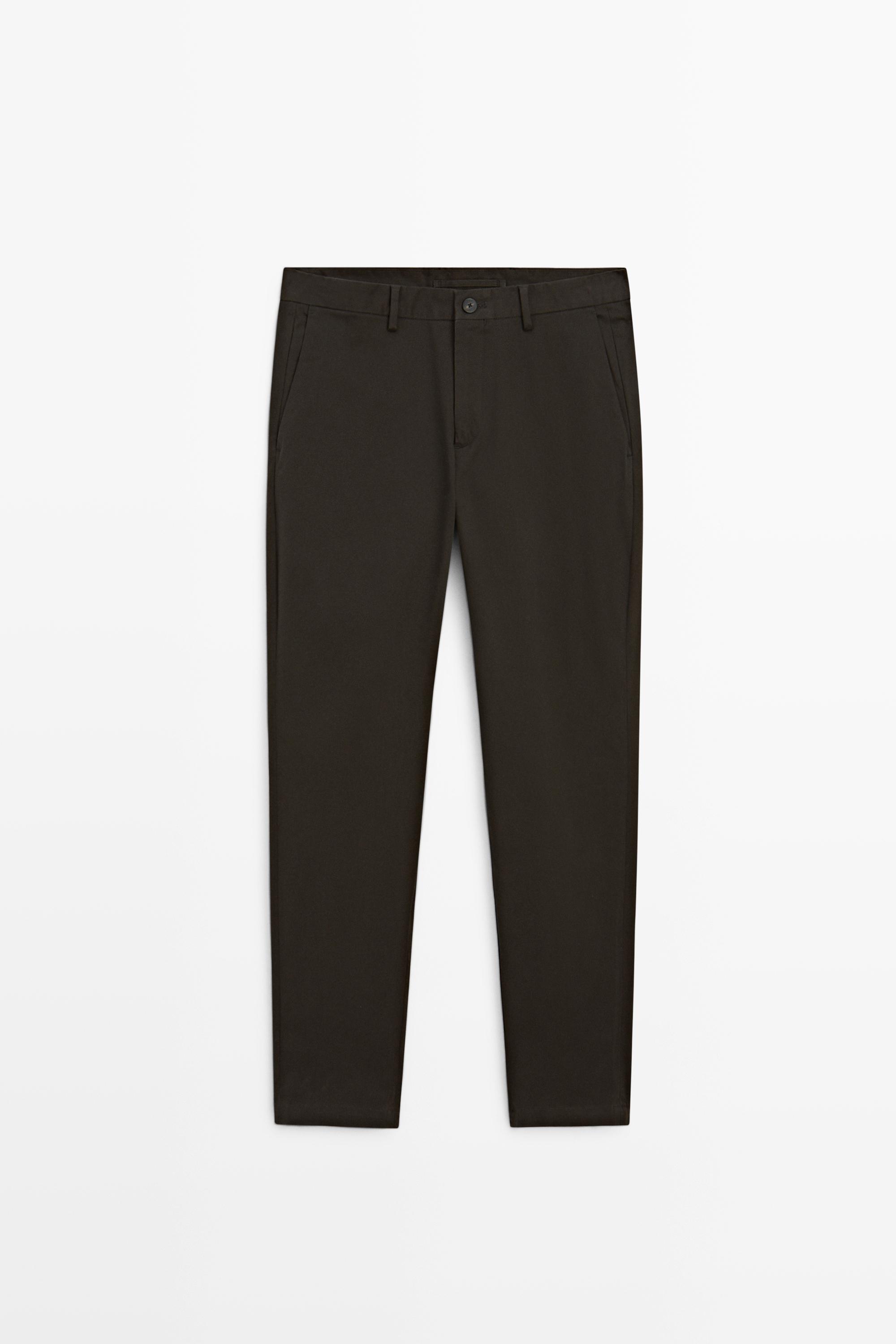 Slim fit cotton trousers — BROWN