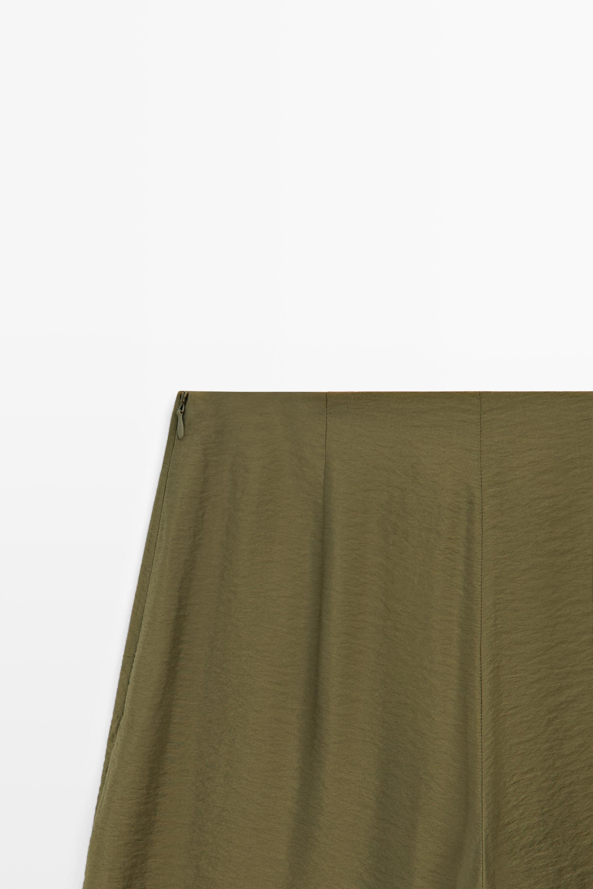 Massimo Dutti Dökümlü geniş paça total look pantolon görsel 6