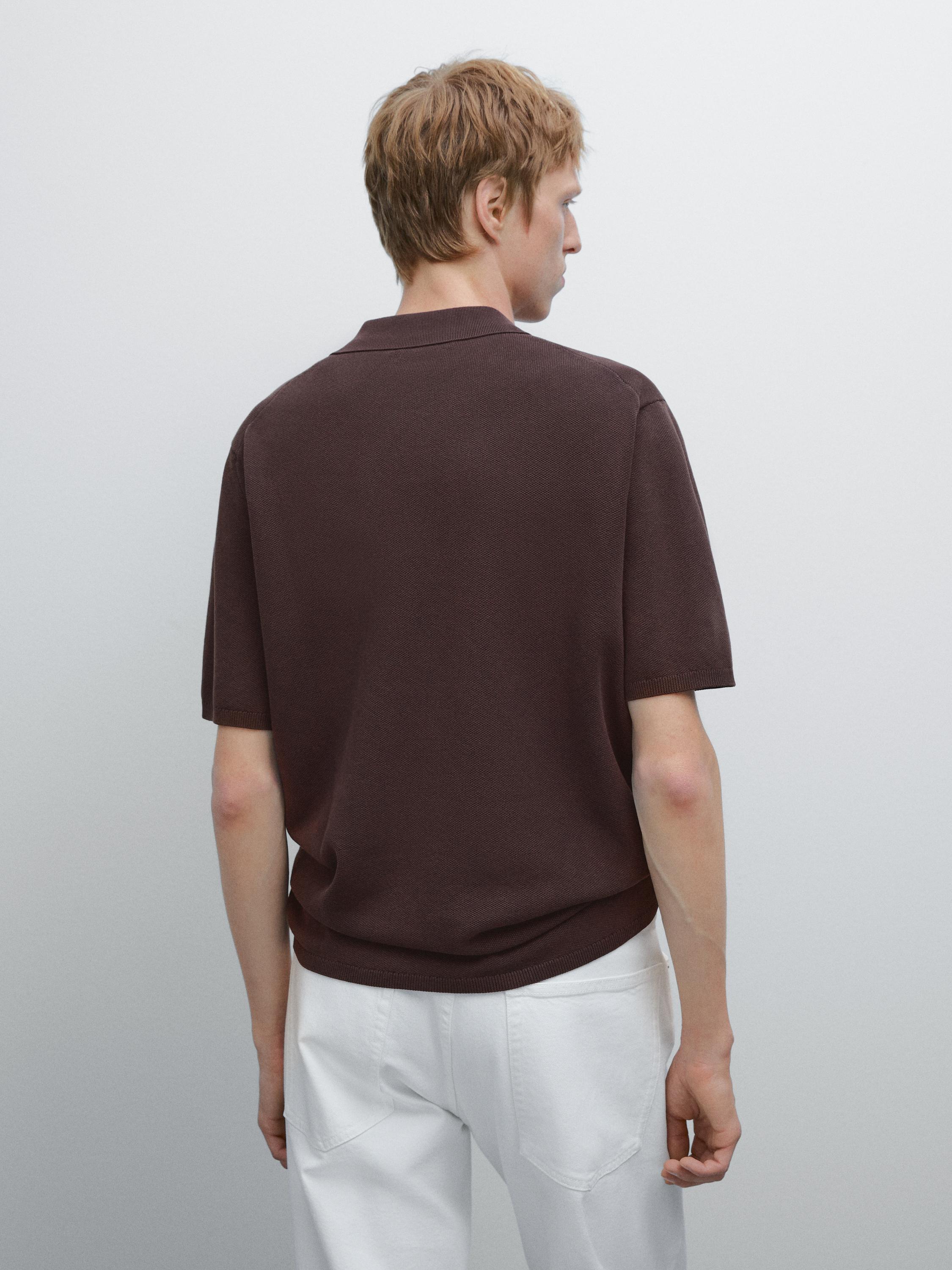 100% cotton textured knit polo shirt