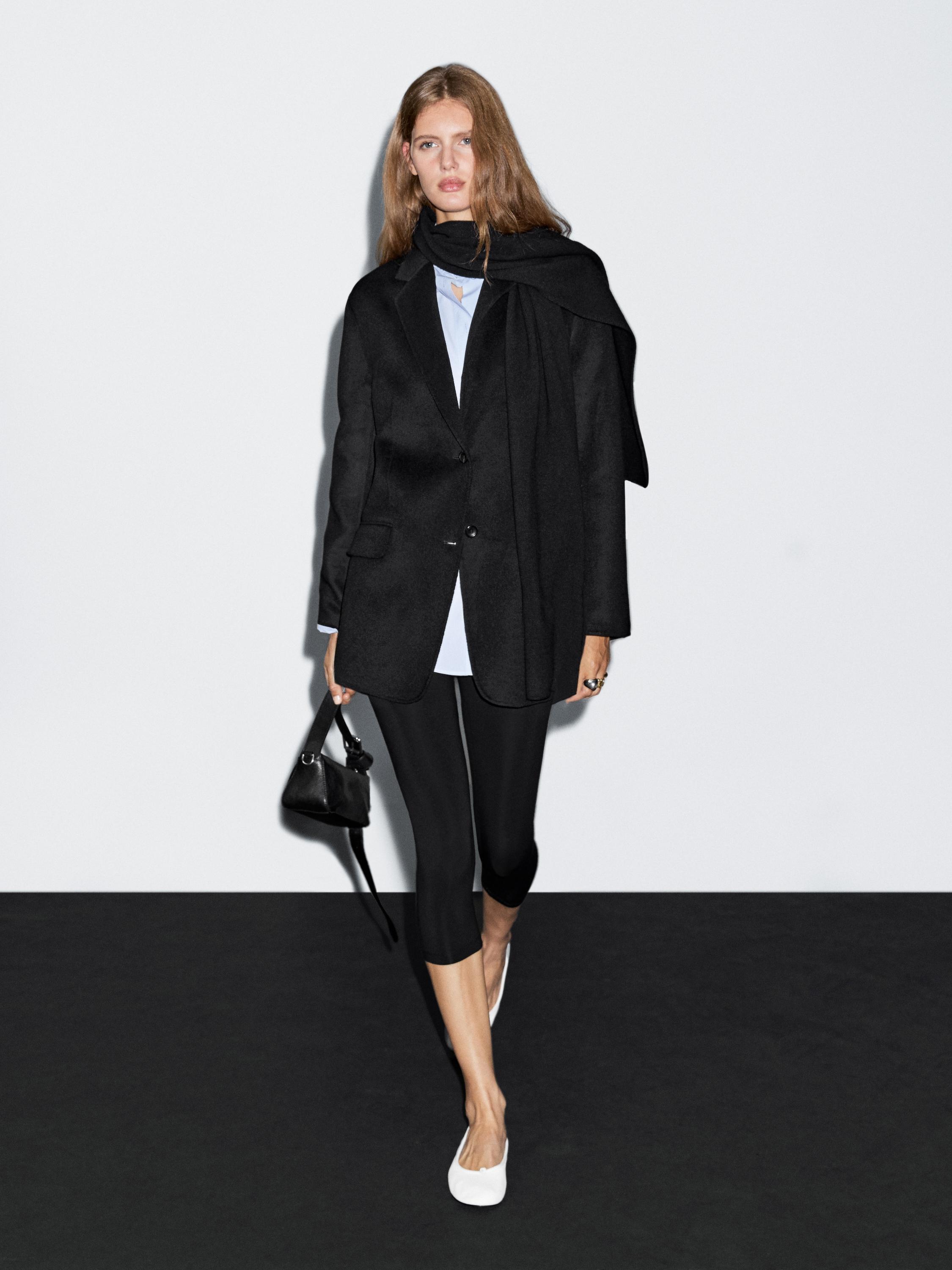 Wool blend blazer with scarf