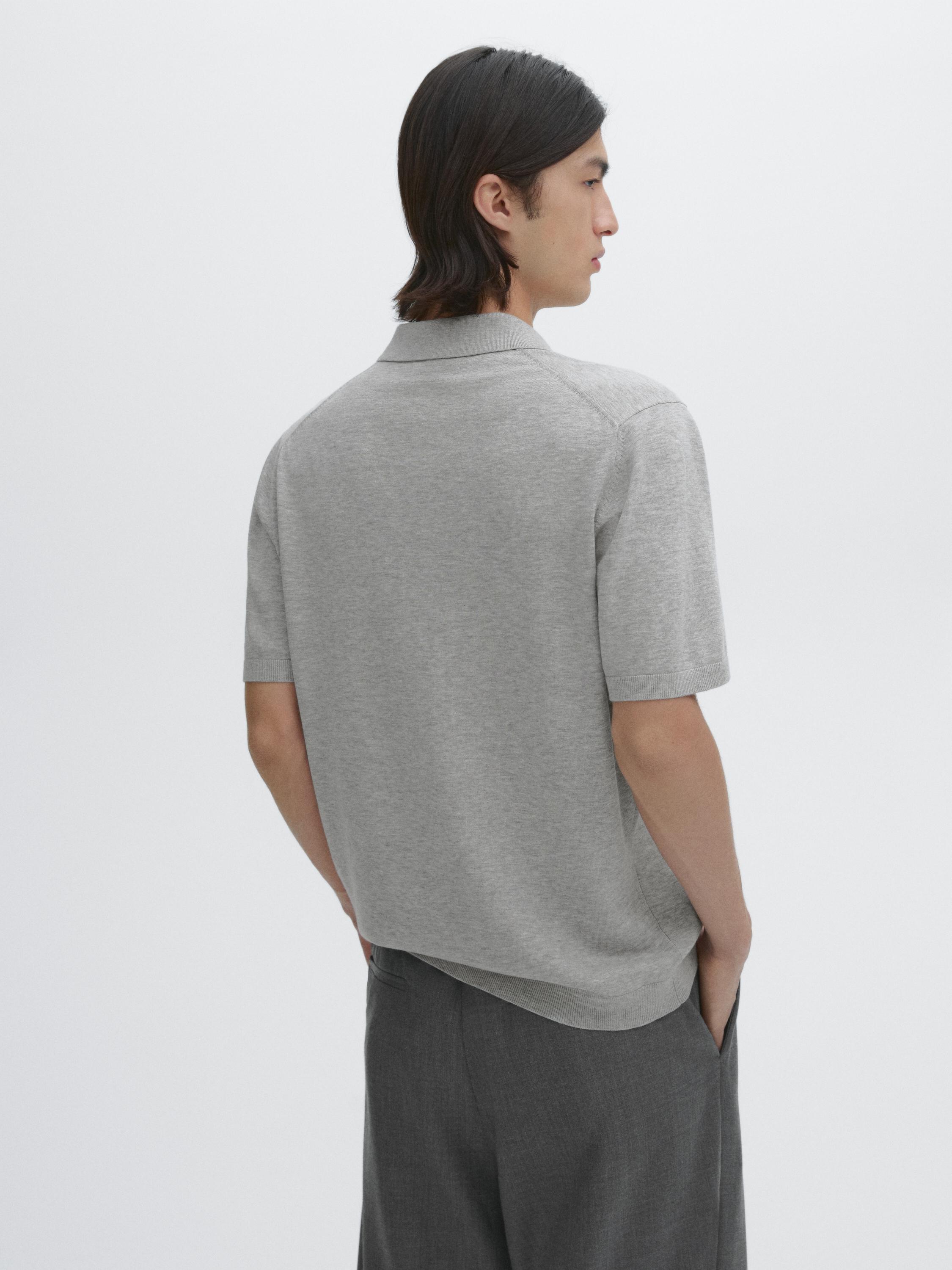 Short sleeve cotton polo sweater