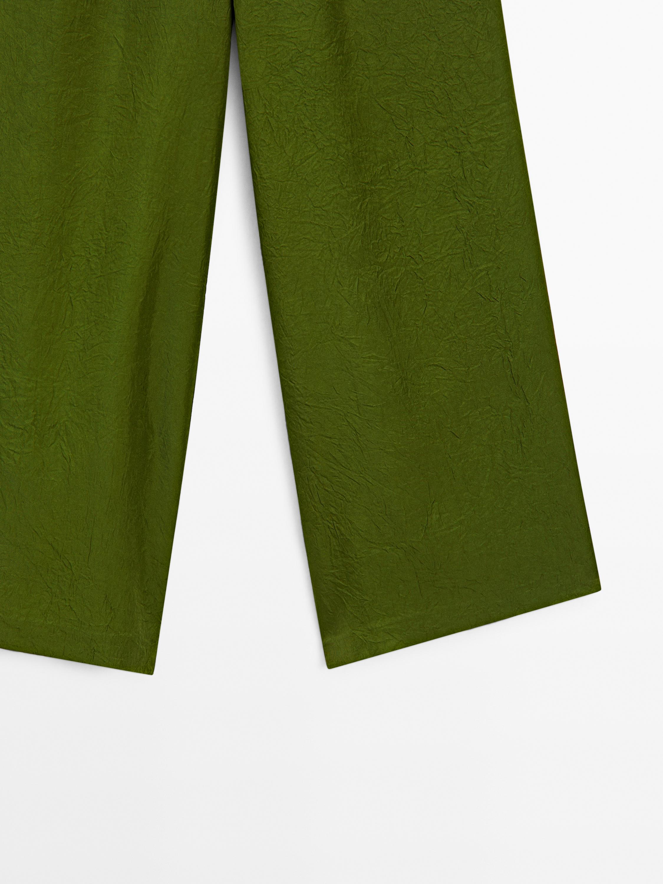 Flowing satin trousers with elastic waistband