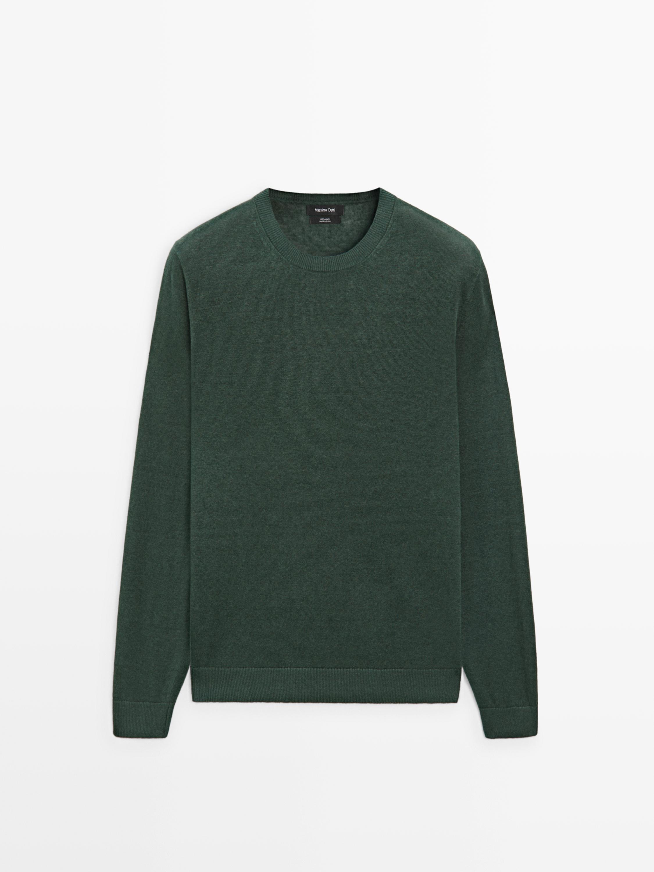 Linen knit crew neck sweater