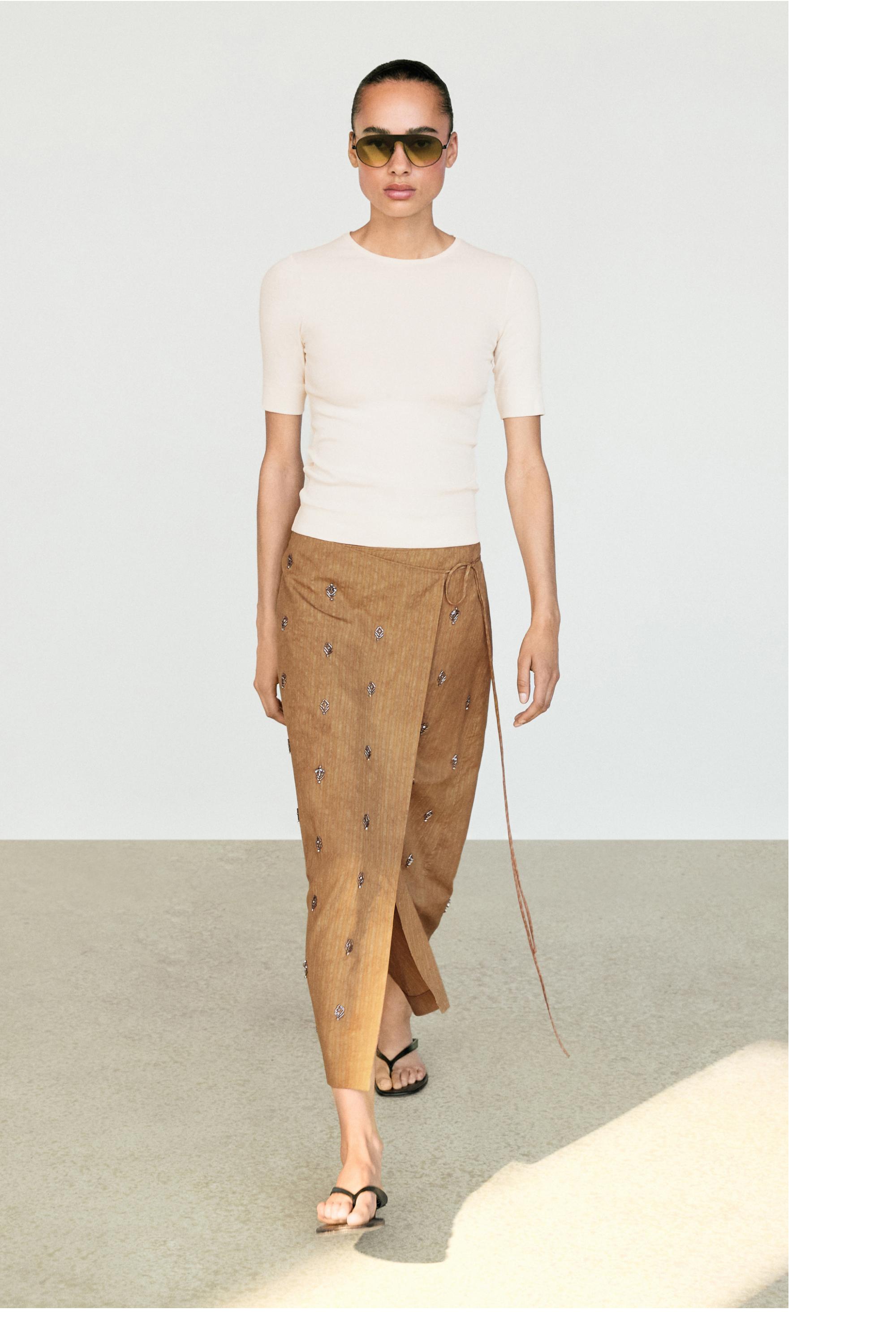 Midi pareo skirt with appliqués — MUSTARD YELLOW