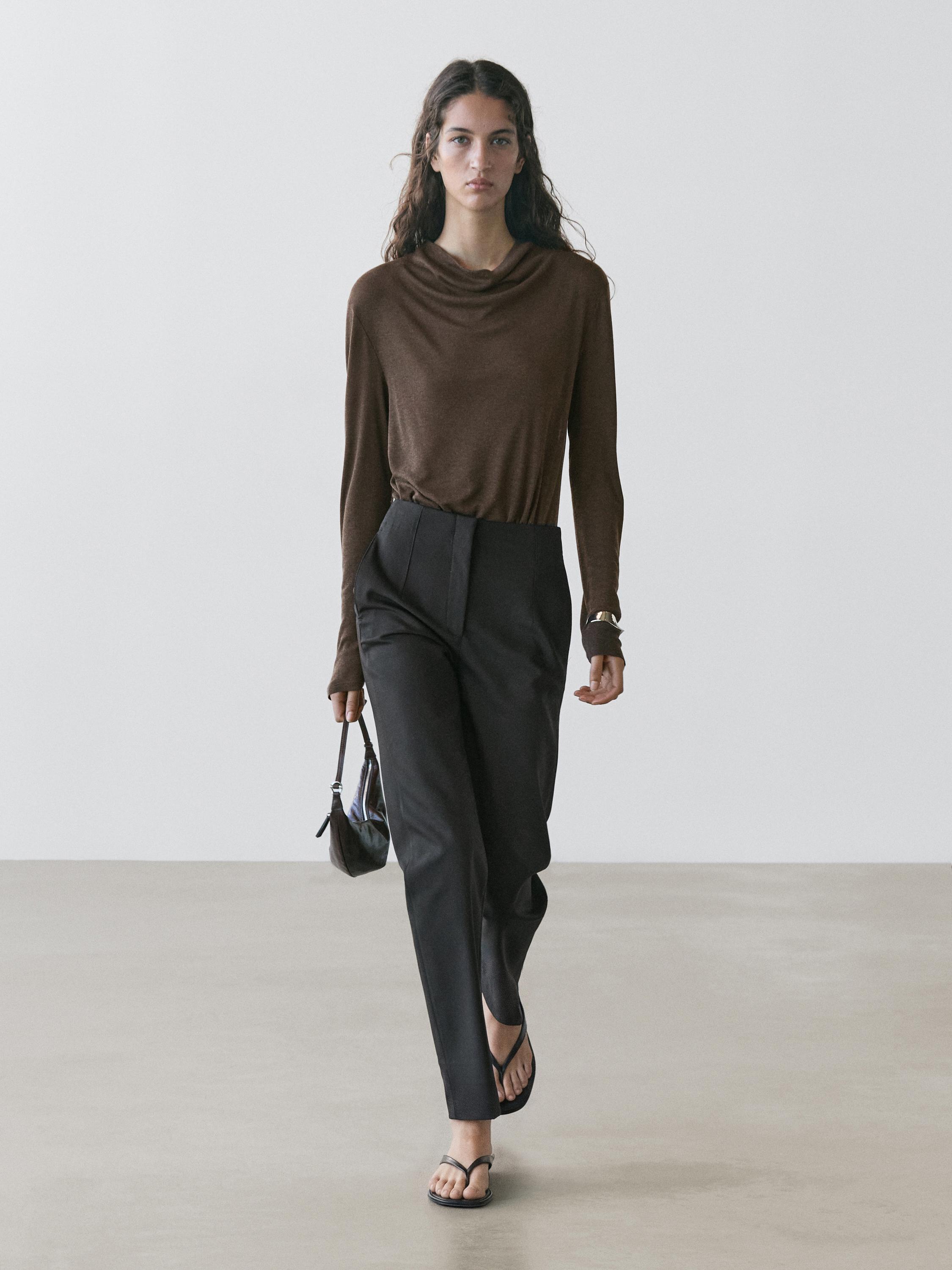 Technical cotton blend trousers