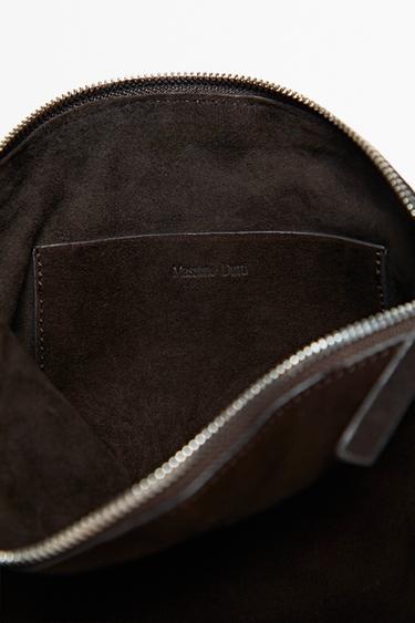 Split suede leather crossbody bag — Chocolate 7