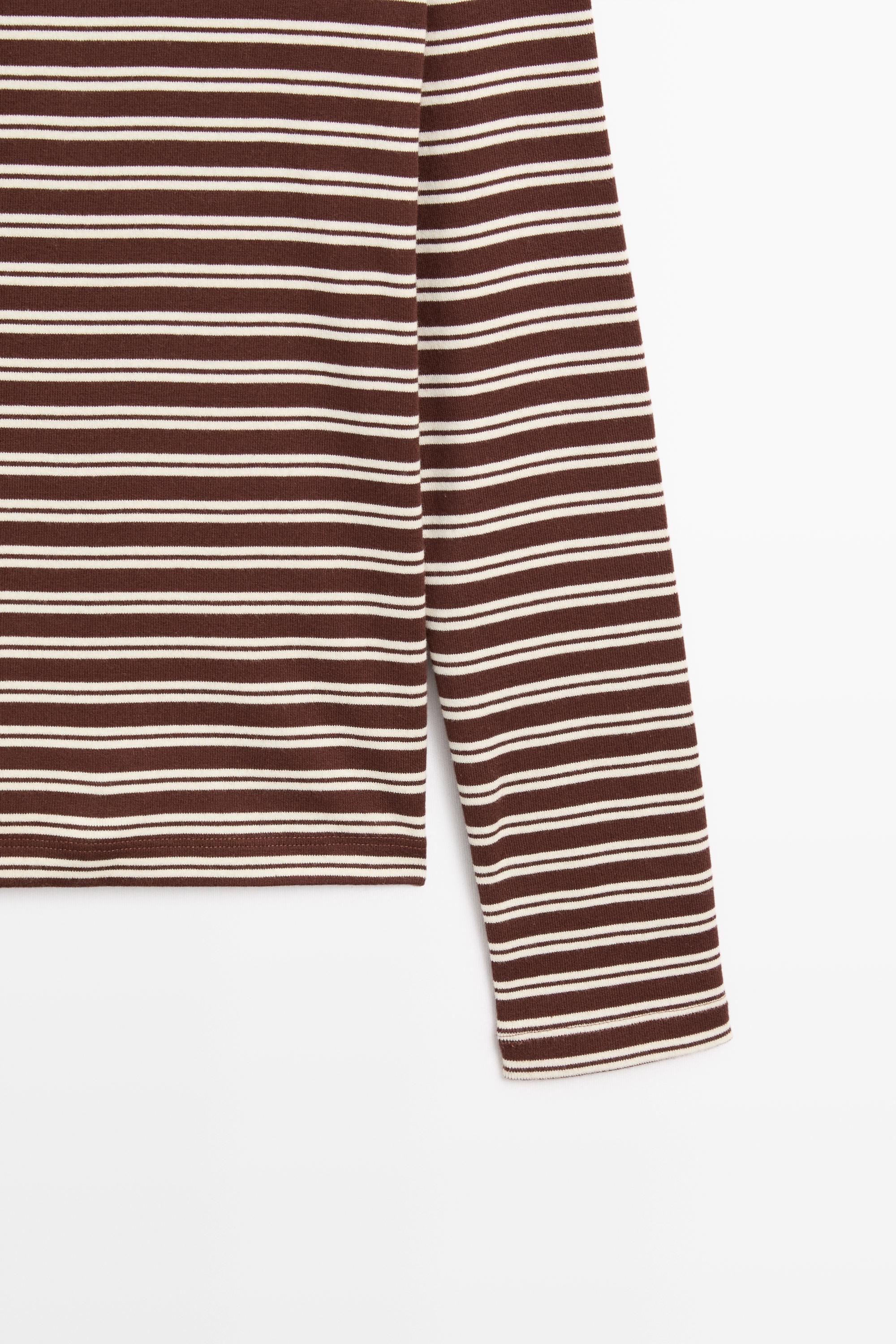 100% cotton striped T-shirt — BROWN
