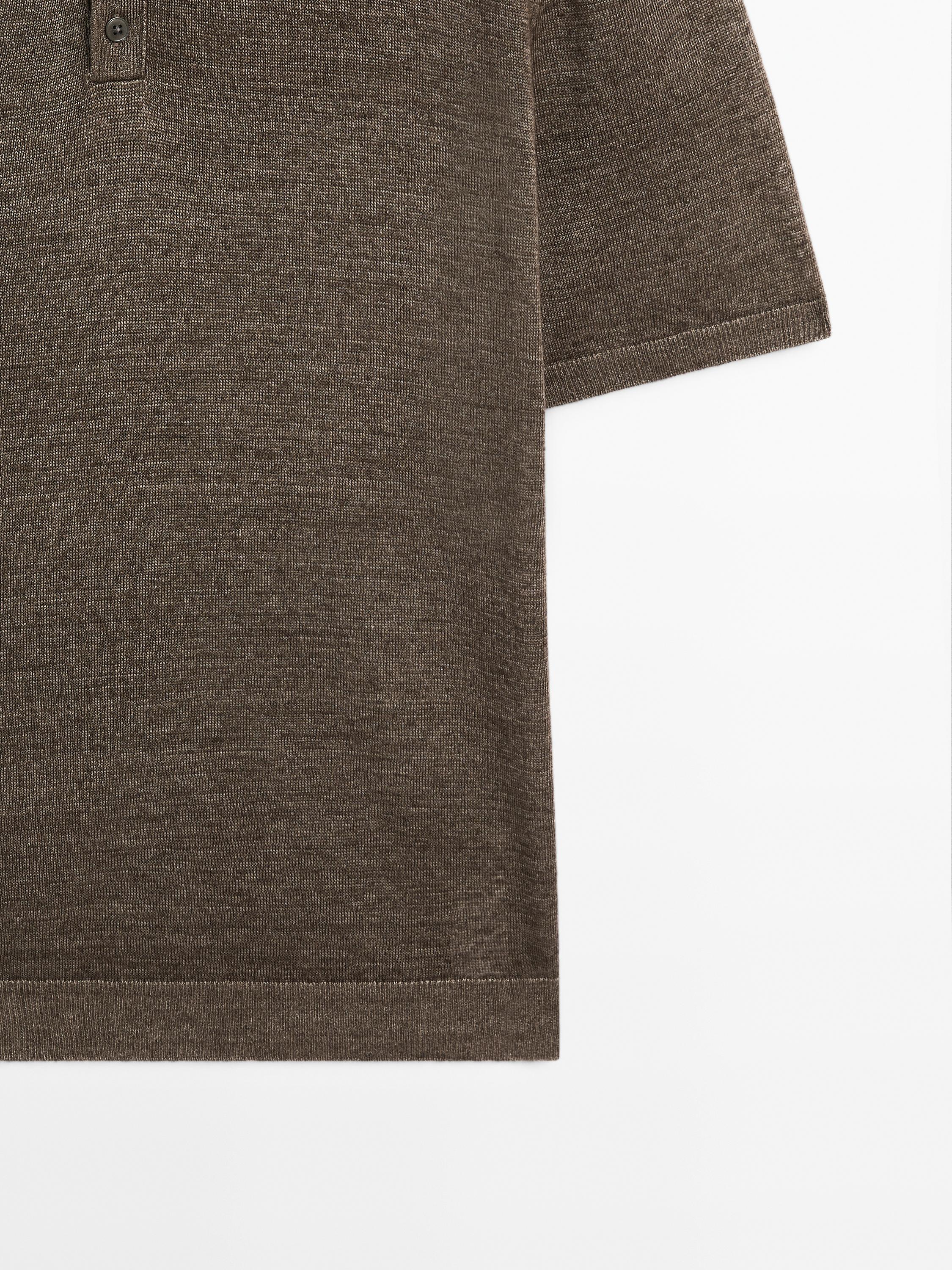 100% linen knit polo shirt